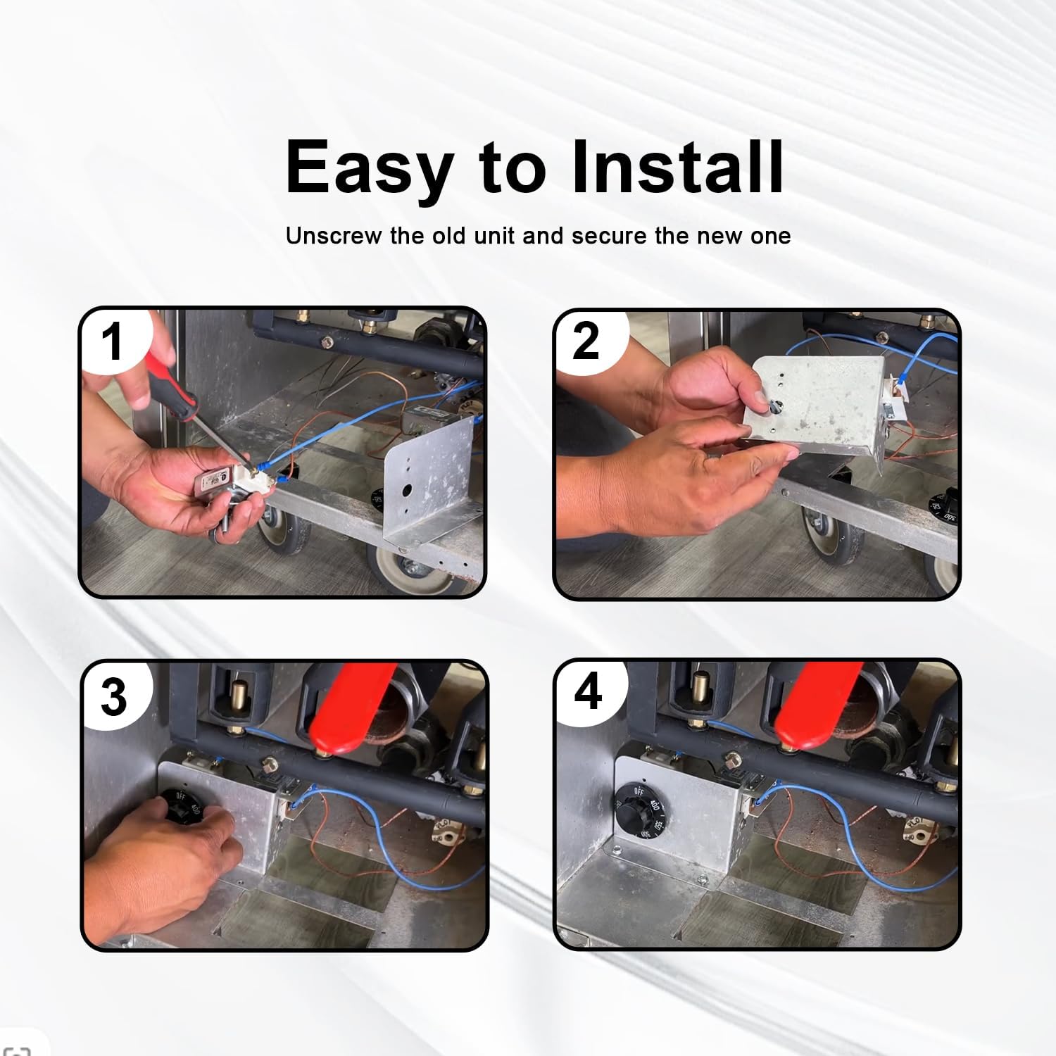 Millivolt - Control de termostato para freidora de gas con conexión MPT de 3/8 pulgadas compatible con Adcraft Atosa 301030004 y Robertshaw 5300-402 Número de repuesto: RX-2-24