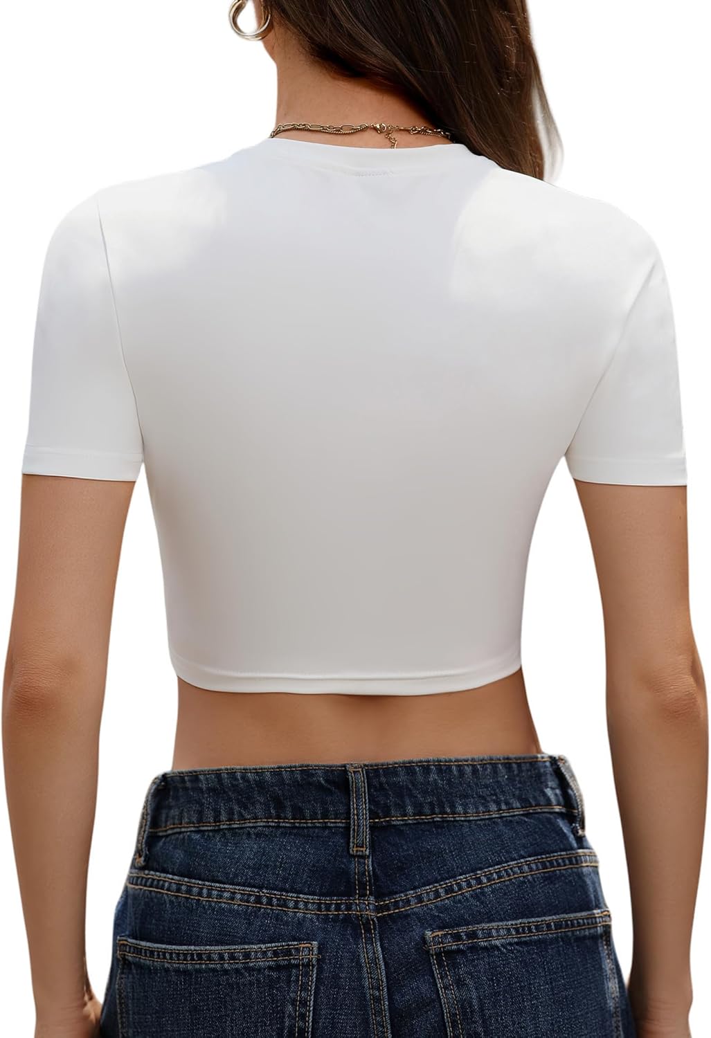 Women's Slim Fit Crop Tops 2026 Fashion Summer Basic Tee Short Shirts Trendy Tight Stretchy for Casual Wear - Image 4