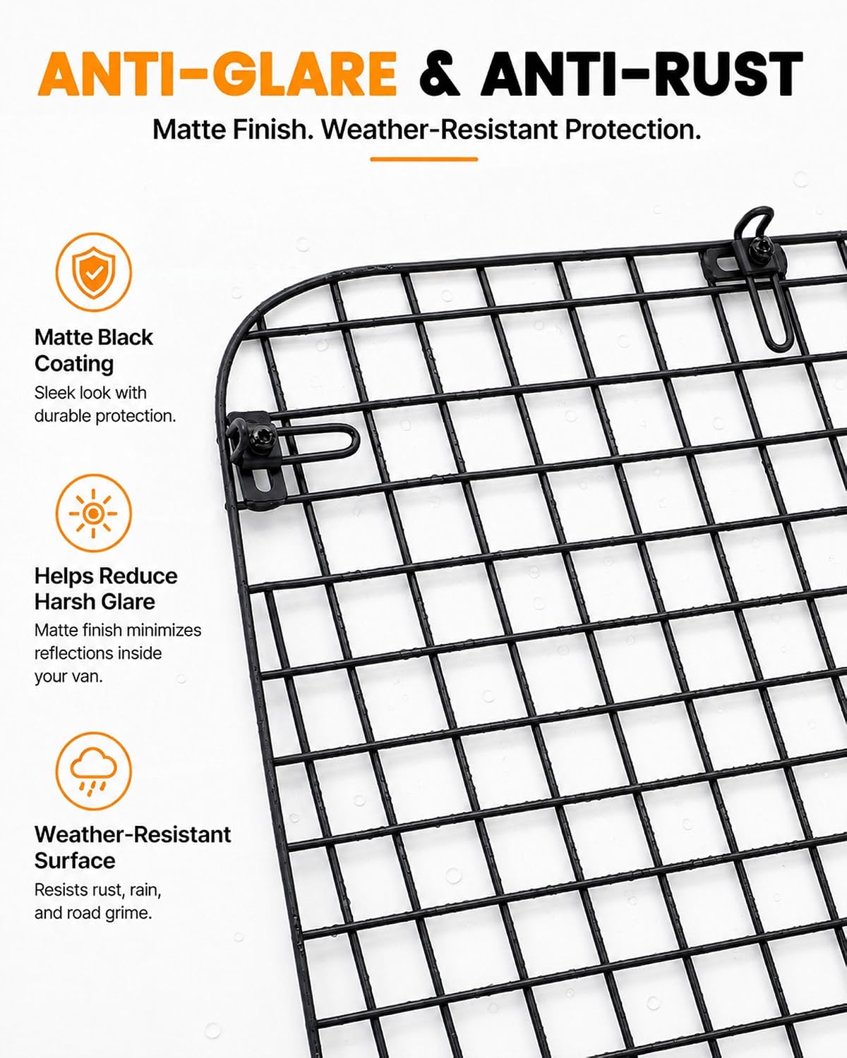 MELIPRON Van Rear Window Security Screens Fit for Ford E-series Rear Door 1992-2014, Heavy-Duty Mesh, Driver & Passenger Side Van Window Guards, Anti-Theft Easy Self-Install Kit