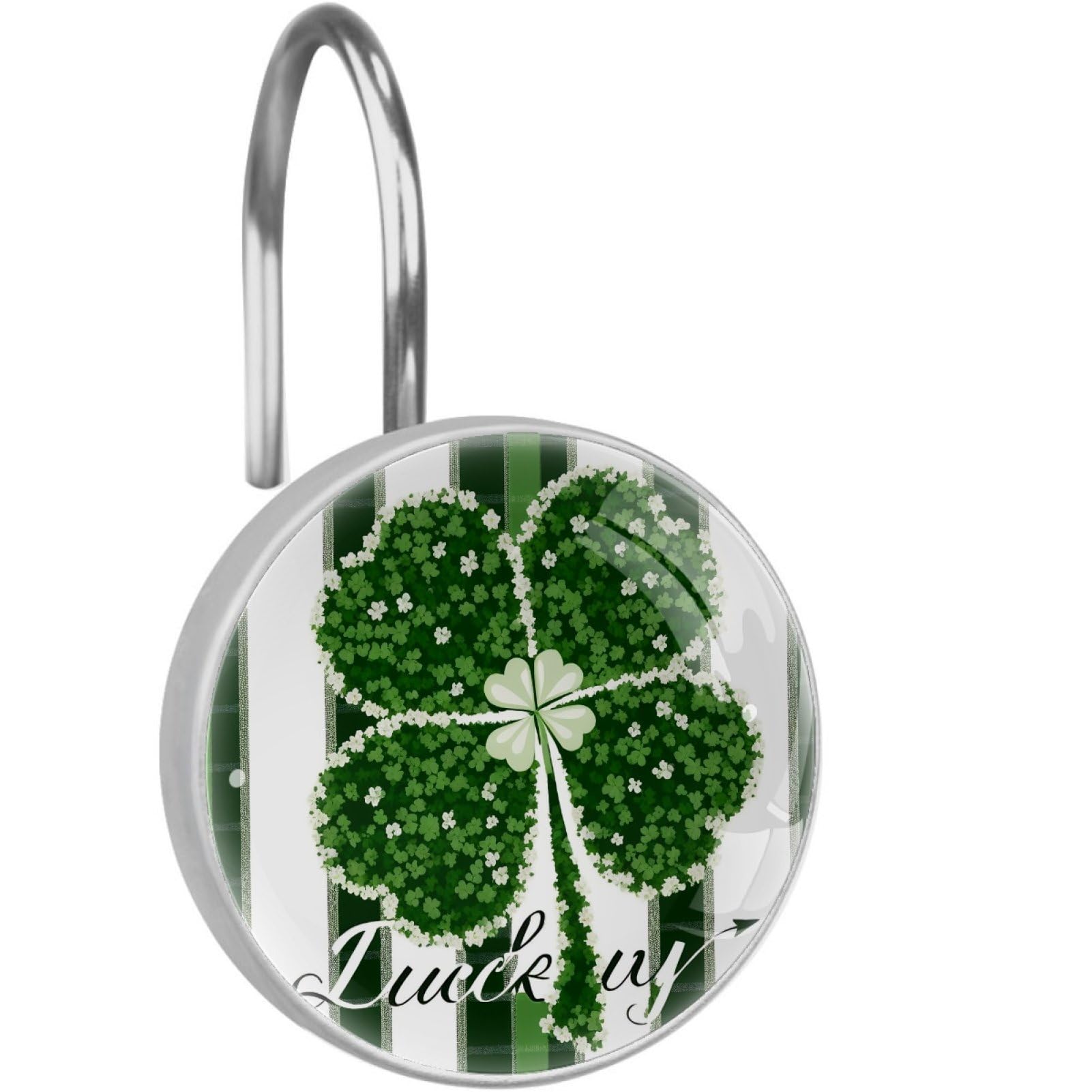 VAPOKF Decorative Shower Curtain Hook: St. Patrick's Day Clover Rustproof Stainless Steel Shower Curtain Ring for Bathroom - Shower Curtain Hook & Hangers - Set of 12