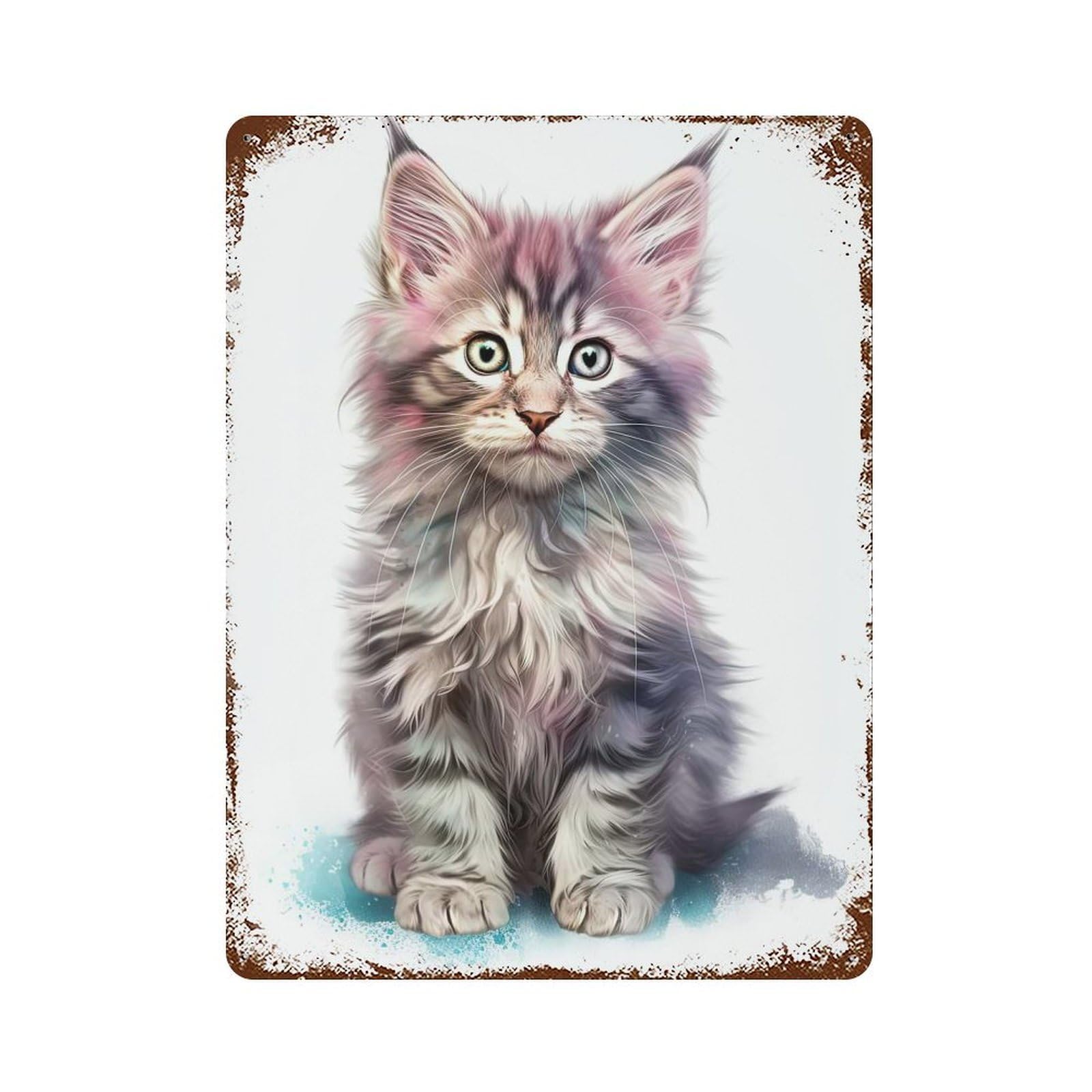 Norwegian Forest Cat Distressed Metal Wall Sign 15.7"x11.8", Rustic Home Decor for Living Room, Hallway And Home Decor
