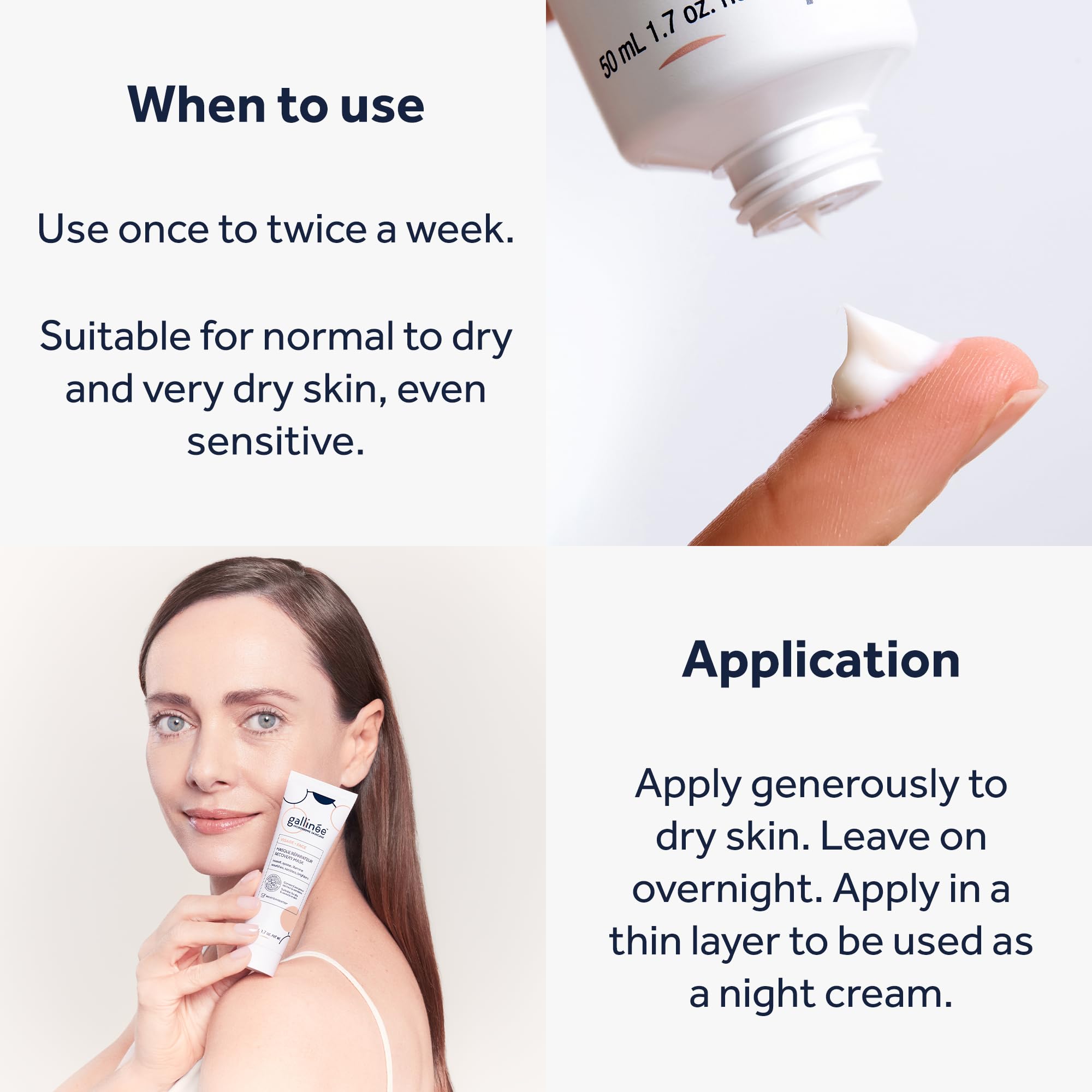 Gallinée, Face Recovery Mask, Nourishing & Hydrating Face Mask, with Prebiotic Oat Oil & Probiotic Complex & Shea Butter - Image 4