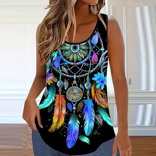 Camiseta sin mangas casual con estampado floral para mujer - 1