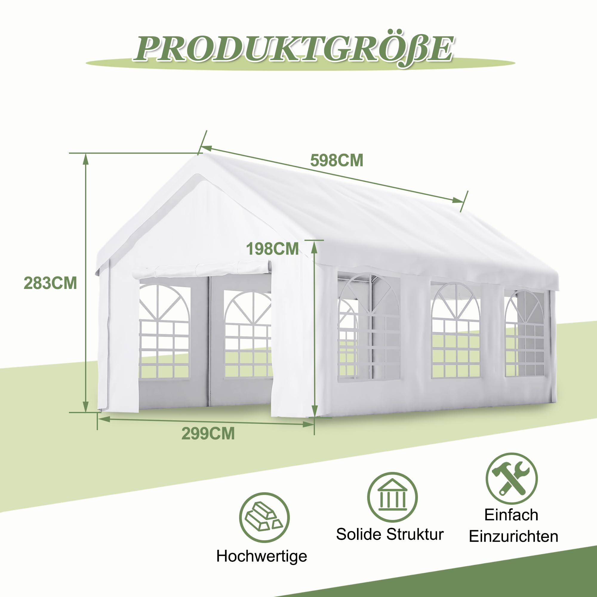 Carport Garaje tienda de campaña de 3 × 6 m, resistente al agua, con ventanas enrollables, paredes laterales desmontables y techo, cobertizo para coches, motos, camiones, barcos y dispositivos (blanco