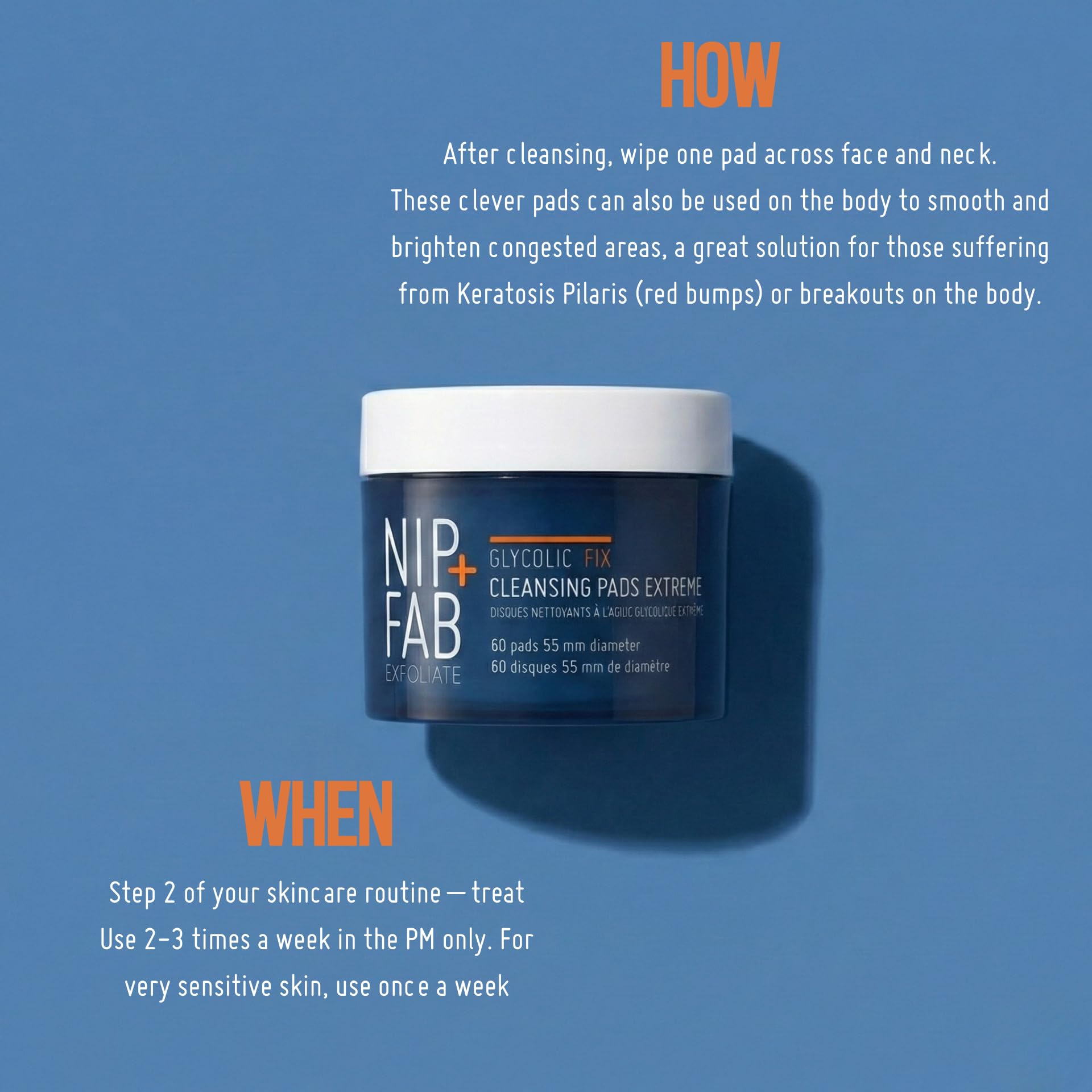Nip + Fab Glycolic Fix Night Pads Extreme | Złuszczające Płatki z Kwasem Glikolowym na Noc | Peeling Kwasowy | Skoncentrowany Peeling Kwasowy | 60 sztuk
