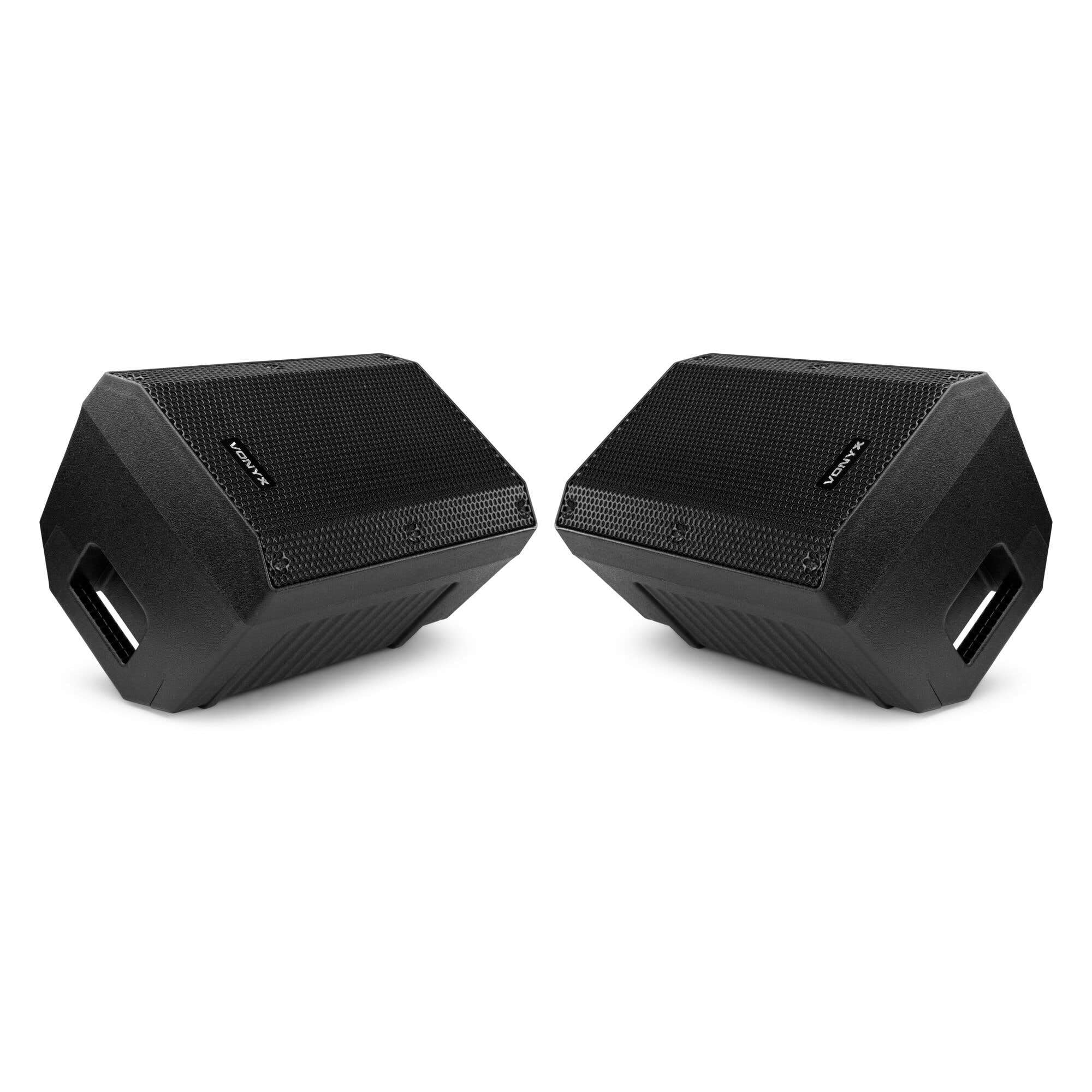 Vonyx VSA08BT 2er Set Aktive Stage Monitor Lautsprecher 8 Zoll – 2X 250W – Bluetooth – USB MP3 – XLR – Bühnenmonitor aktiv – Schwarz