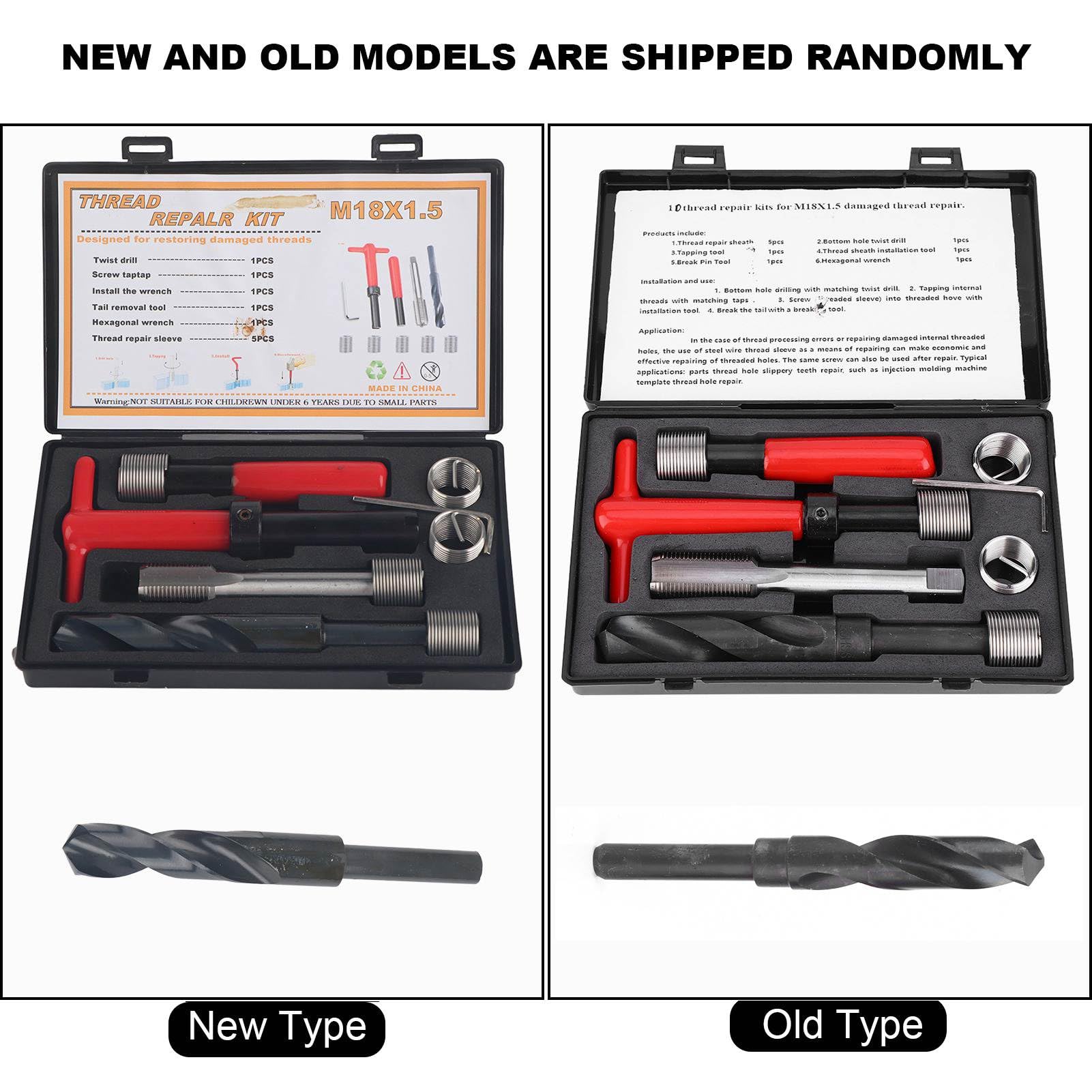 NDNCZDHC 10Pcs Thread Repair Kit with Twisted Drill M18x1.5 Threaded Inserts Tap Wrench Thread Repair Tool