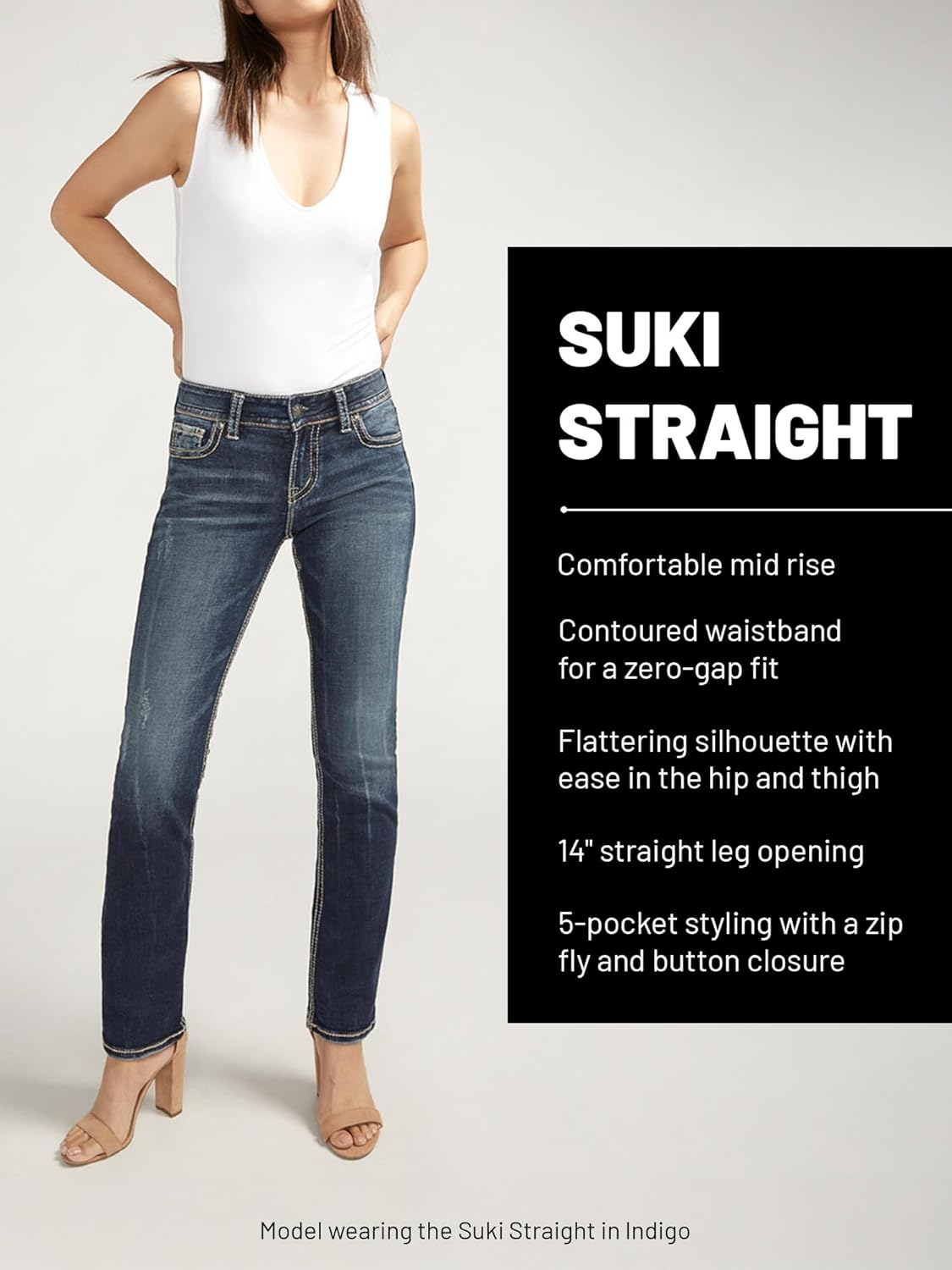 Silver Jeans Co. Women’s Suki Mid Rise Curvy Fit Straight Leg