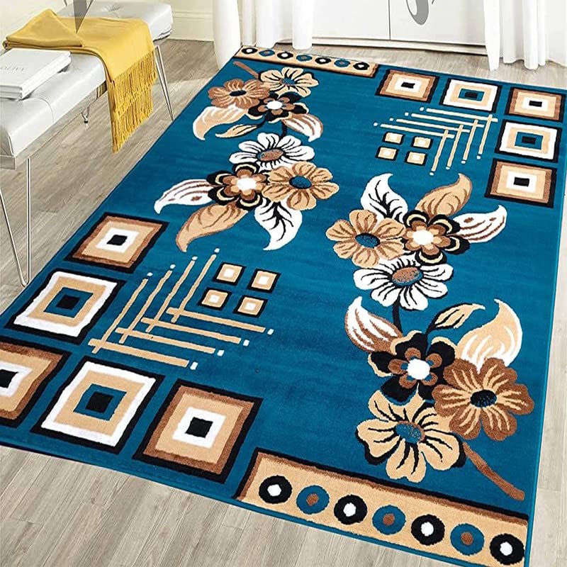 Image of Home Decore Acrylic Carpet for Your Living Room & Drawing Room Aywhere in Your Home (150x210 Blue Colour)- 5x7 Feet