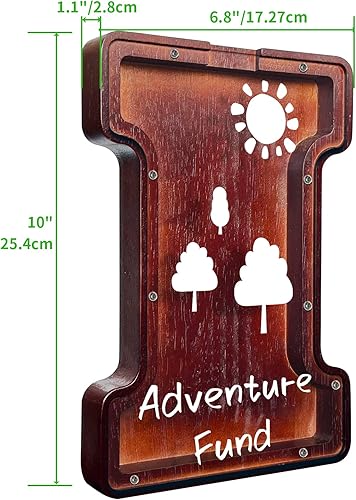 Miniatura 4 de Alcancía de madera, 10 pulgadas grande de dinero letra I para niños, caja de dinero, regalo personalizado con nombre para niños, niñas y adultos con