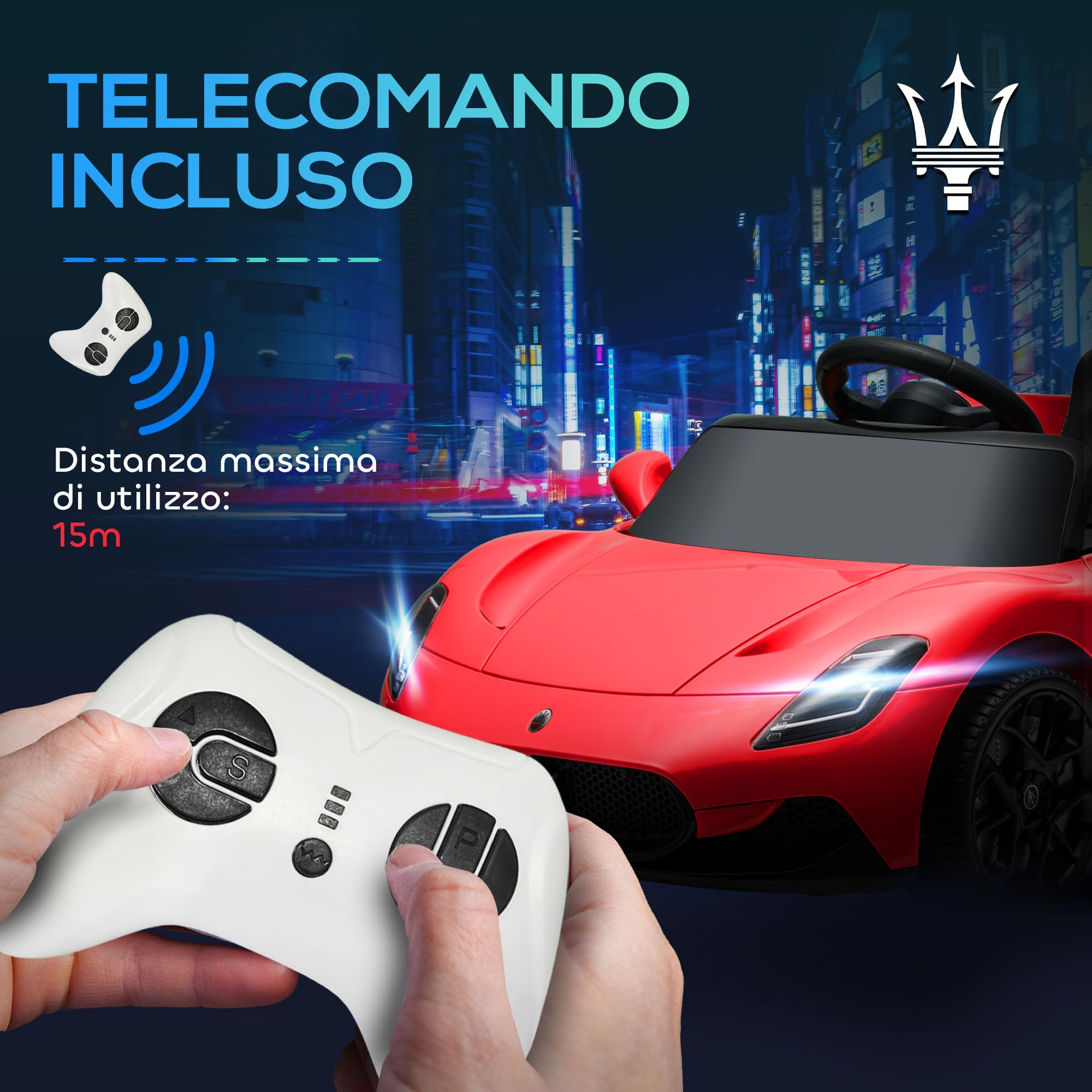 AIYAPLAY Macchina Elettrica per Bambini 3-6 Anni 12V Licenza Maserati MC20, 3-5km/h Auto Elettrica per Bambini con 2 Motori, Sospensioni, Telecomando, Musica, Clacson e Fari LED, Rosso