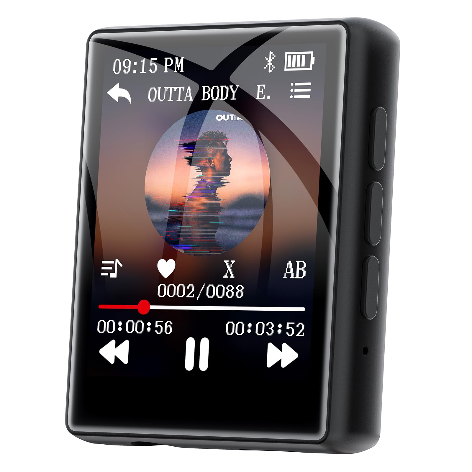 64 Go Lecteur MP3 avec Bluetooth 5.3, Mini Lecteur MP3 avec écran Tactile de 1,8 Pouces, Haut-Parleur, Son HiFi, Radio FM, Lecteur de Livres électroniques, enregistreur, jusqu'à 128 Go (Noir, 55 g)