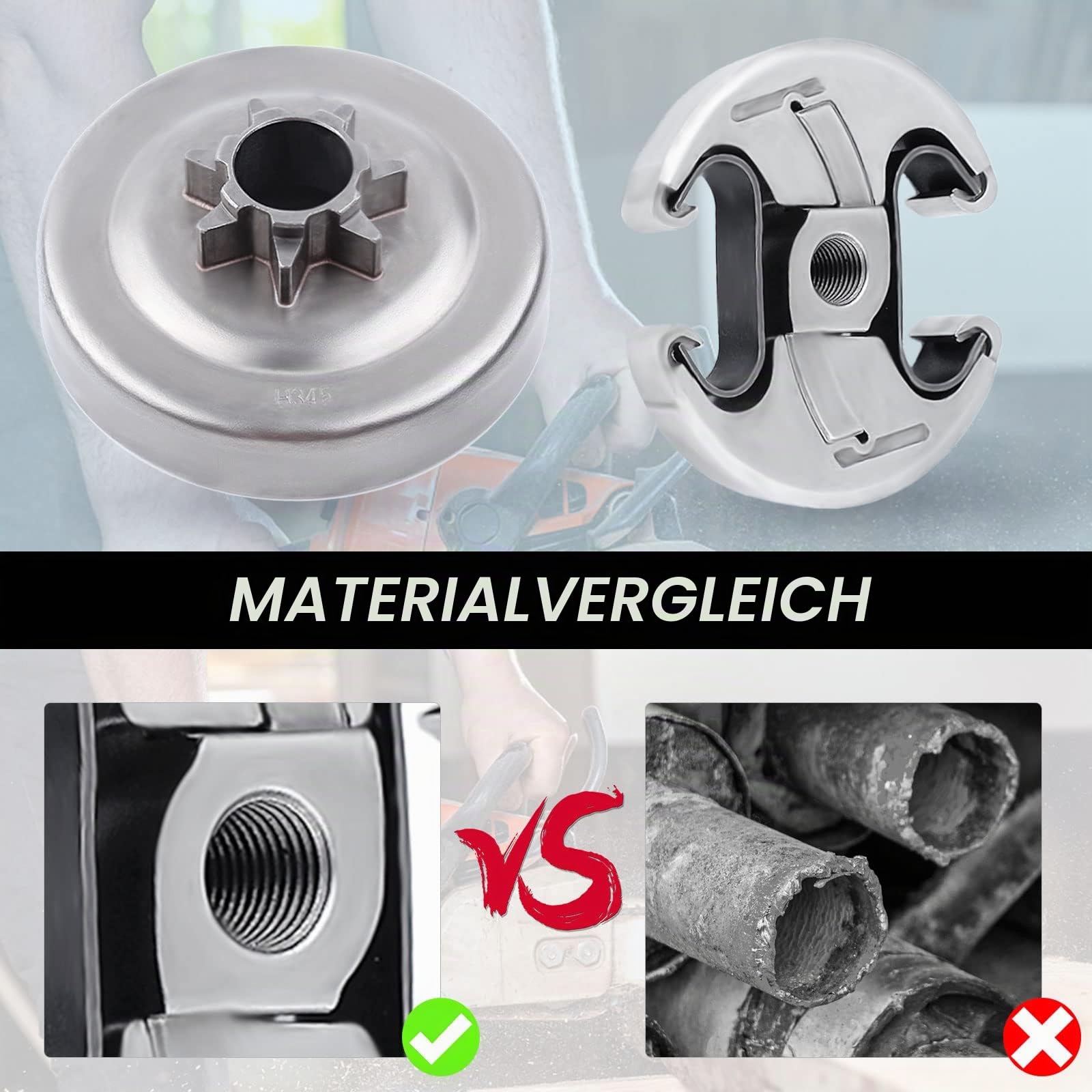 .325'' Kettenrad 7 Zähne Kit für Husqvarna 345 445 340 450 Serie, ADEFOL Kettenrad + Kupplung + Kettenritzel + Ölpumpe + Nadellager + Kupplungsfeder Ersatzteile Zubehör Kit