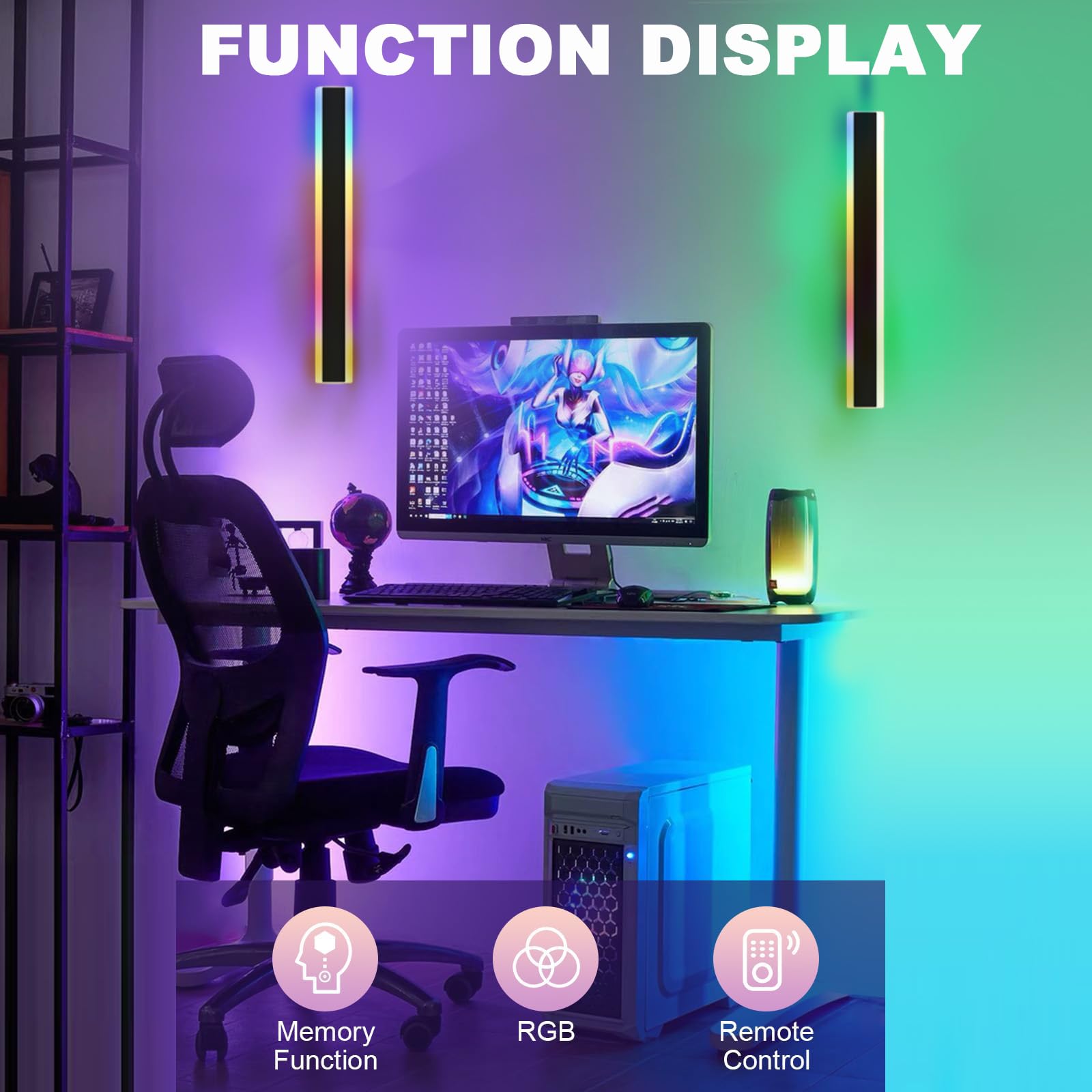 Nowoczesna lampa ścienna do wnętrz RGB z pilotem zdalnego sterowania, wodoodporna IP65, długa taśma świetlna, do korytarzy zewnętrznych, patio, podwórza, sypialni, garażu