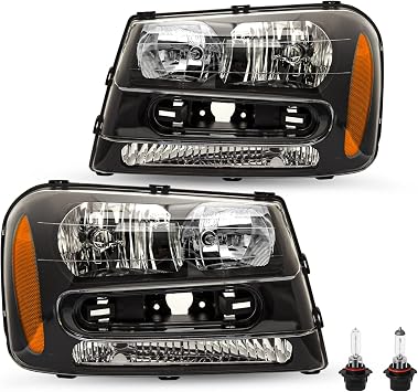SOCKIR Headlight Assembly for 2002-2009 Chevy Trailblazer Full Length Grill