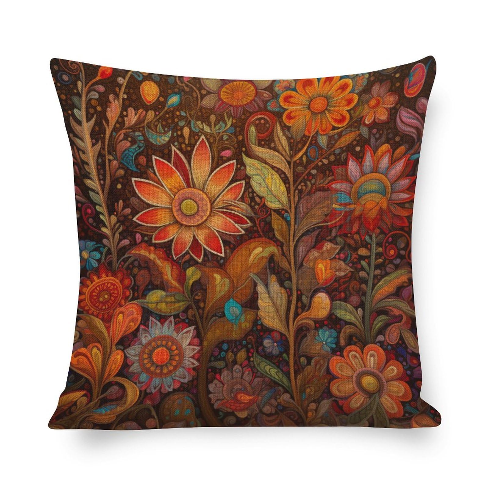 MaSiledy Pillowcover Oil Painting Colorful Garden Flowers Cushion Pillow Cover 18"x18" Fabulous Flowers Spring Pillowcase Farm Decorations Pillow Case