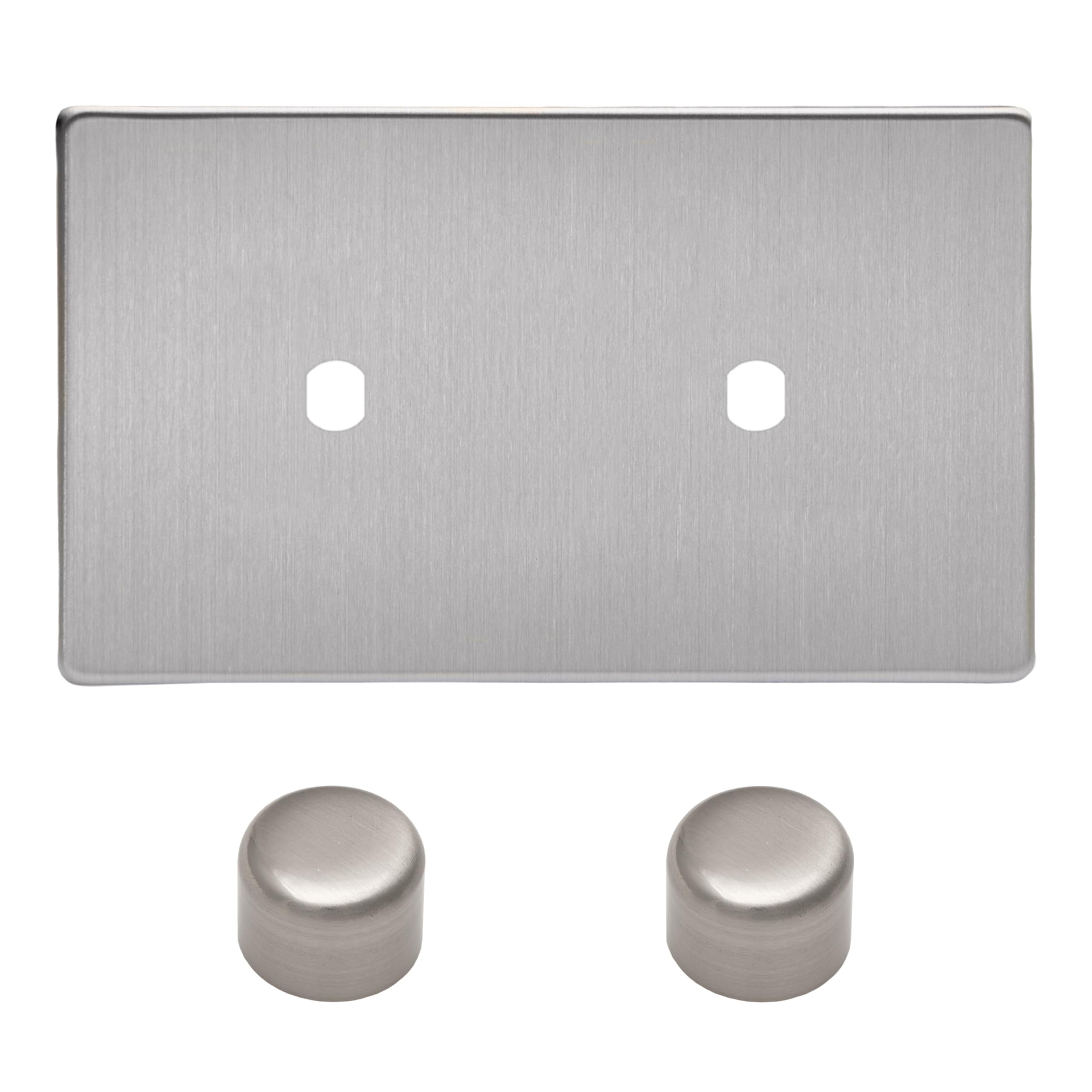 Varilight 2 gang Dimmer Switch Brushed Steel
