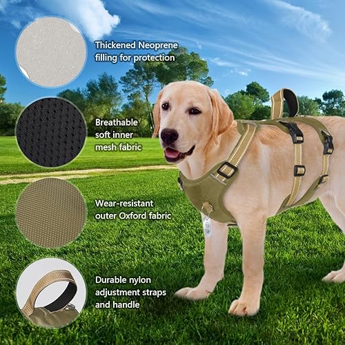 Miniatura 6 de FEimaX Arnés para perro, chaleco acolchado suave sin tirones para perro con 3 clips para la correa y asa de fácil control, reflectante, ajustable,