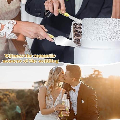 Miniatura 8 de Zhehao Juego de copas de champán y cuchillos para tartas de boda, copas de tostado, copas de champán con diamantes de imitación, decoración de