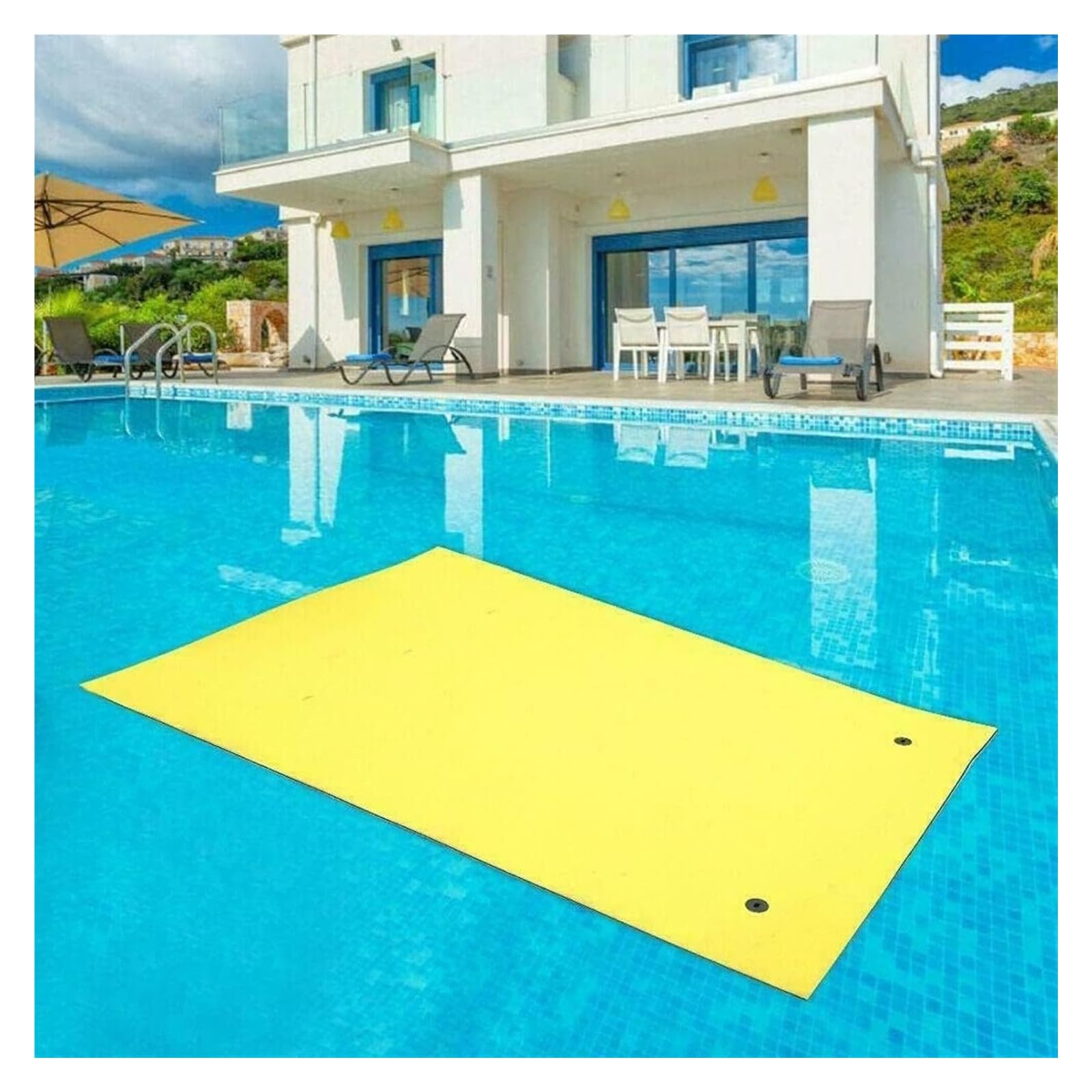 Tappetino galleggiante in schiuma XPE e granuli PE | Multicolor 3-5,5 mx 1,5-1,8 mx 3,3 cm: feste in piscina e tempo libero in spiaggia(Yellow,4mx1.5mx3.3cm)