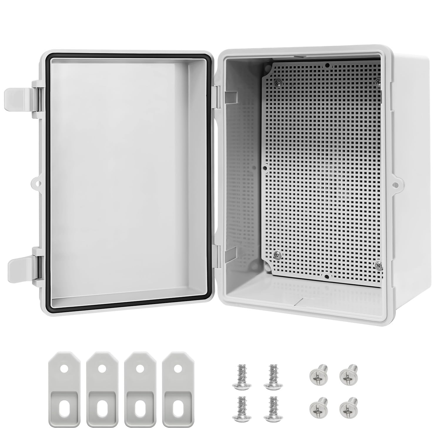 Junction Box ABS Plastic IP65 Waterproof Dustproof Universal Electrical Enclosure, Hinged Shell Outdoor and Indoor Usage Project Box11.4"x 7.5" x 5.5"(290 x 190 x 140mm), Grey