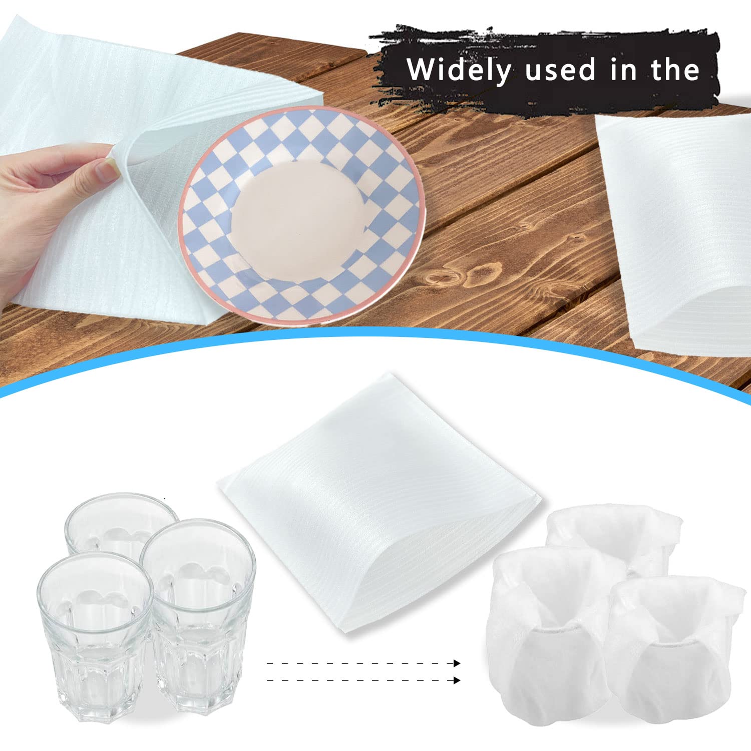 Verpackungsmaterial, 100 Stück Schaumstoff Beutel, Weiß, 300 x 300 x 1 mm, Umzug Verpackungsmaterial, Wiederverwendbar, Geeignet für Glas, Möbel, Keramik