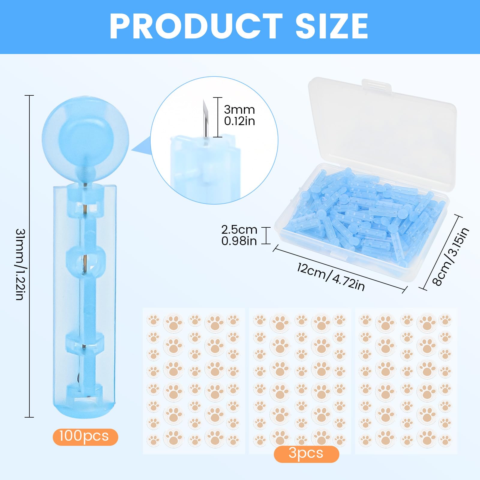 100 Blemish Remover Acné Aguja - Desechables Eliminar Espinillas, Removedor de Puntos Blackhead con 108 Parches Puntuales, Afilado Desechable Blackhead para Limpiador Granos