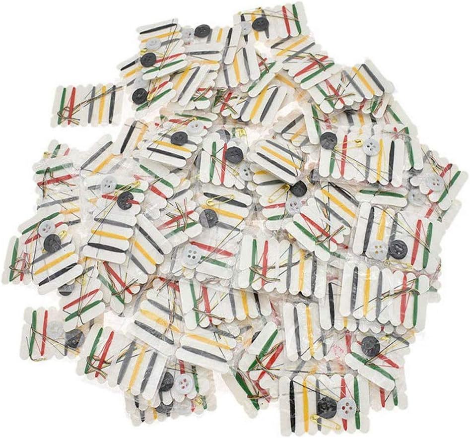 Tvoip 100 Set Mini Portable Sewing Kit Disposable Cotton Sewing Needles Kits DIY Handmade Home Sewing Tools Acceesories