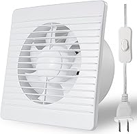 Aydomer 6 Inch 26W Wall Mount Exhaust Fan with Switch, 139CFM Low Noise Ventilator, Anti-Backflow Valve for Bathroom Kitchen Garage - Ultra Thin White
