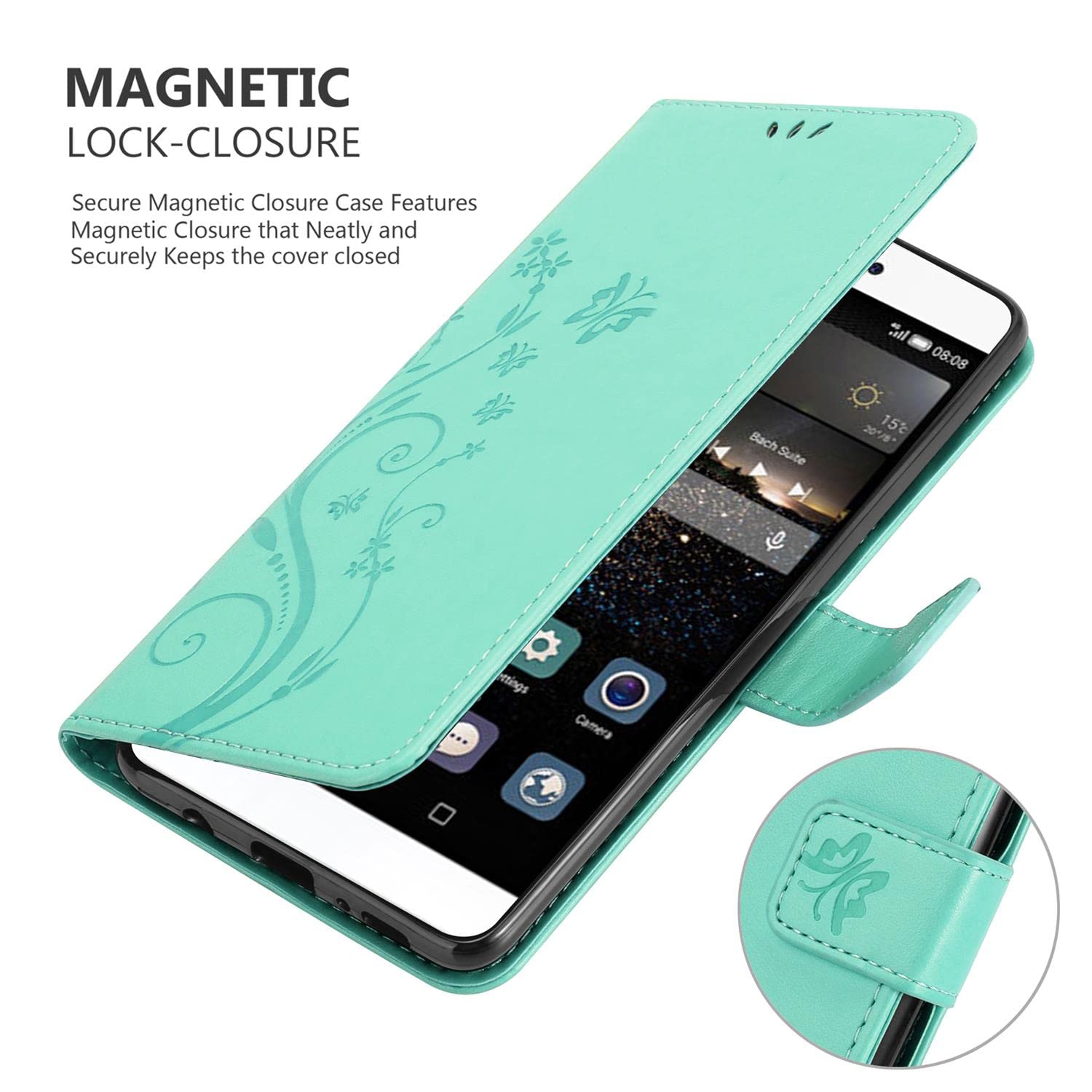 Cadorabo Flip-Hülle Für Huawei P8 – Kunstleder Mit Standfunktion & Kartenfach, Magnetischer Verschluss, Stoßfest