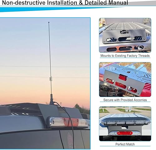 Miniatura 4 de TOPOWN Drill-Free Light Bar Cab Mount (Metal) for Ford F-150 (2015+) for Ford F-250-F-550 (2017+), Brake Light Bracket Available for Magnetic Light