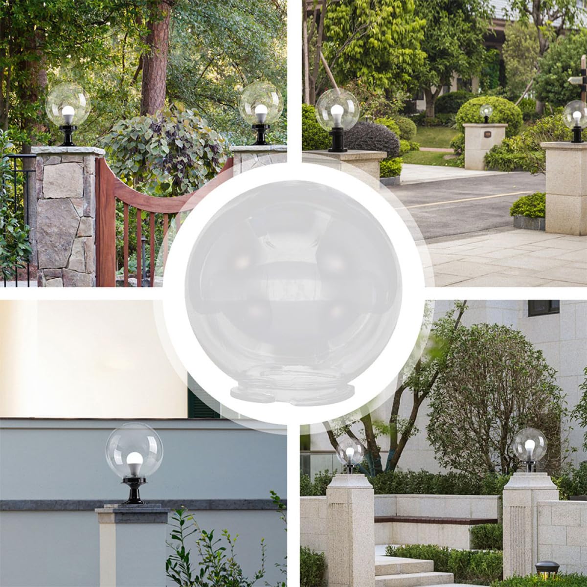 Beavorty Lampada Esterno Sfera in Plastico, Globo per Lampione Esterno, Protegge Lampadine e Decora Giardini e Cortili, Copertura per Lampione