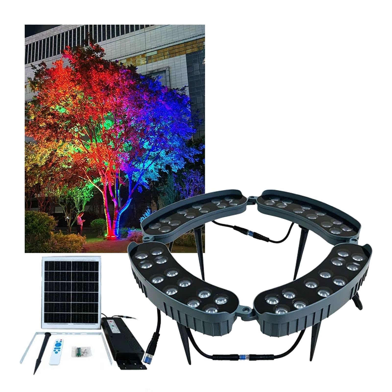 Anello Luminoso Per Albero A LED RGB Solare, Luce Esterna Con Telecomando