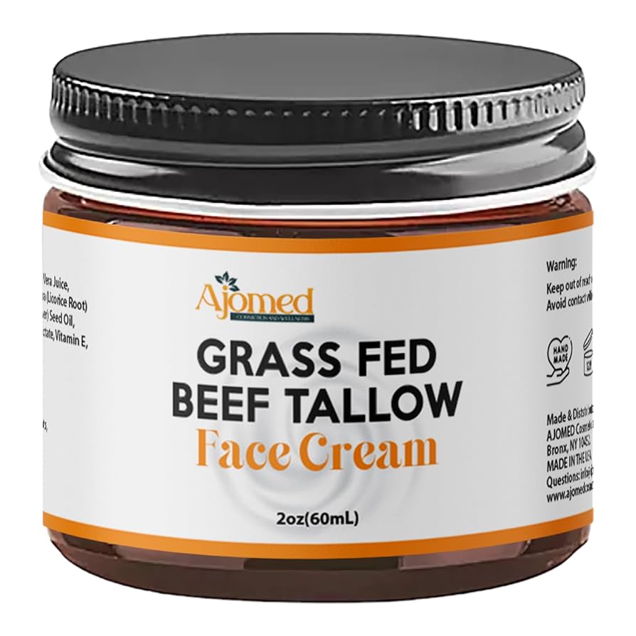 Beef Tallow Face Moisturizer - Grass Fed Beef Tallow for Skin Care- unscented Handmade Tallow face Cream- organic tallow balm for Sensitive Dry Skin, ...
