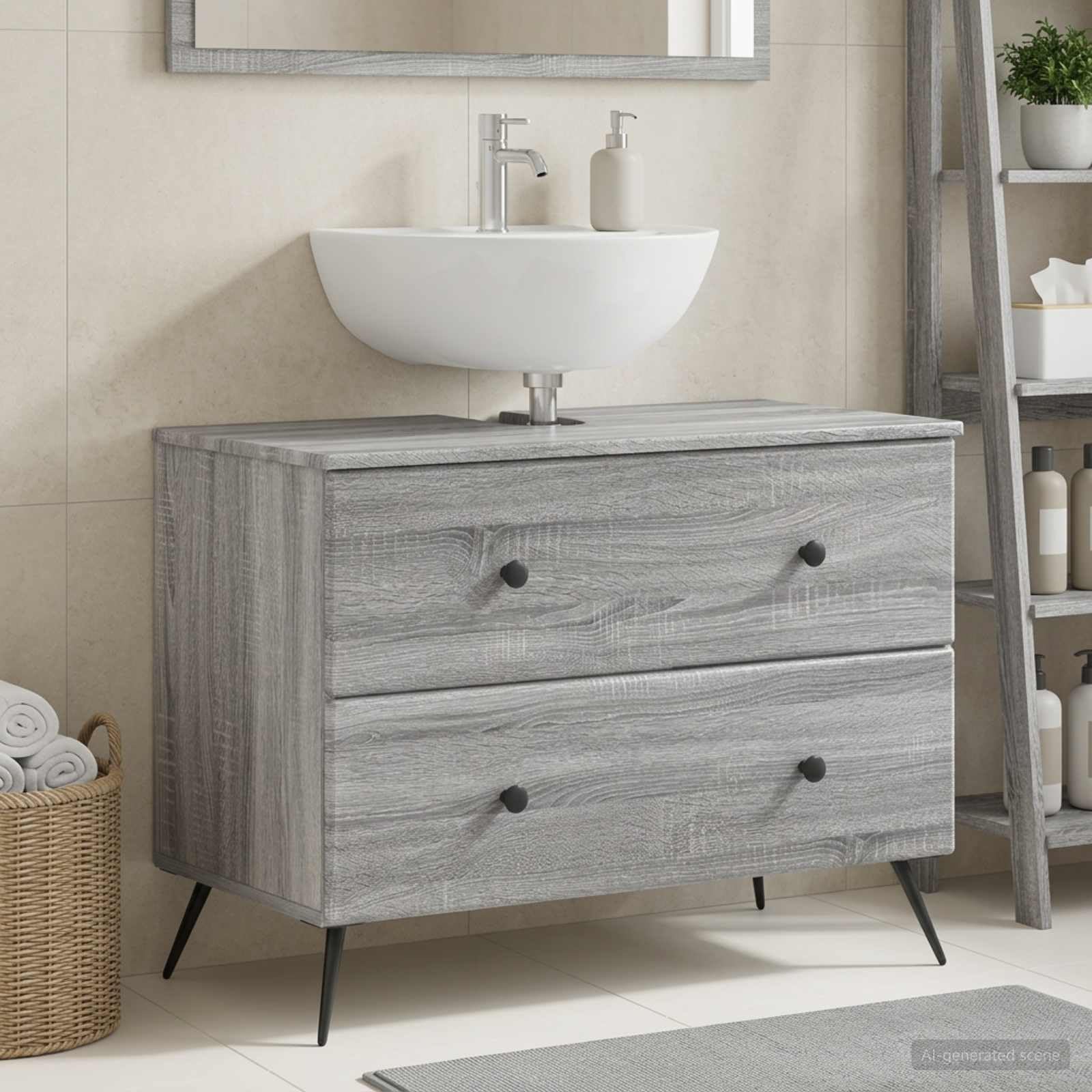 Szafka pod umywalkę BREDA Sonoma szara 82 x 41 x 59 cm materiał