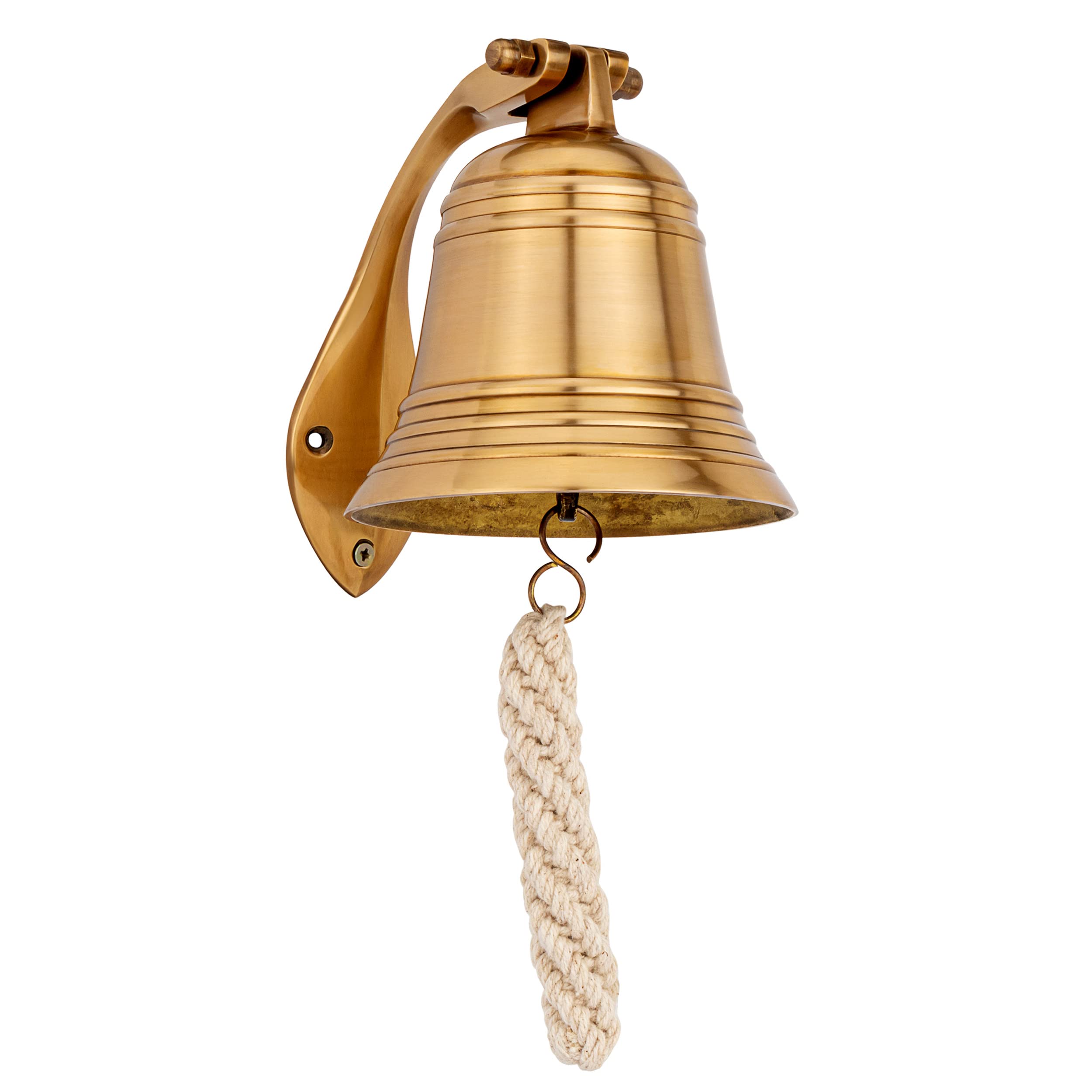 NKlaus 11576 - Campana de latón antiguo con soporte de 10 cm, campana náutica