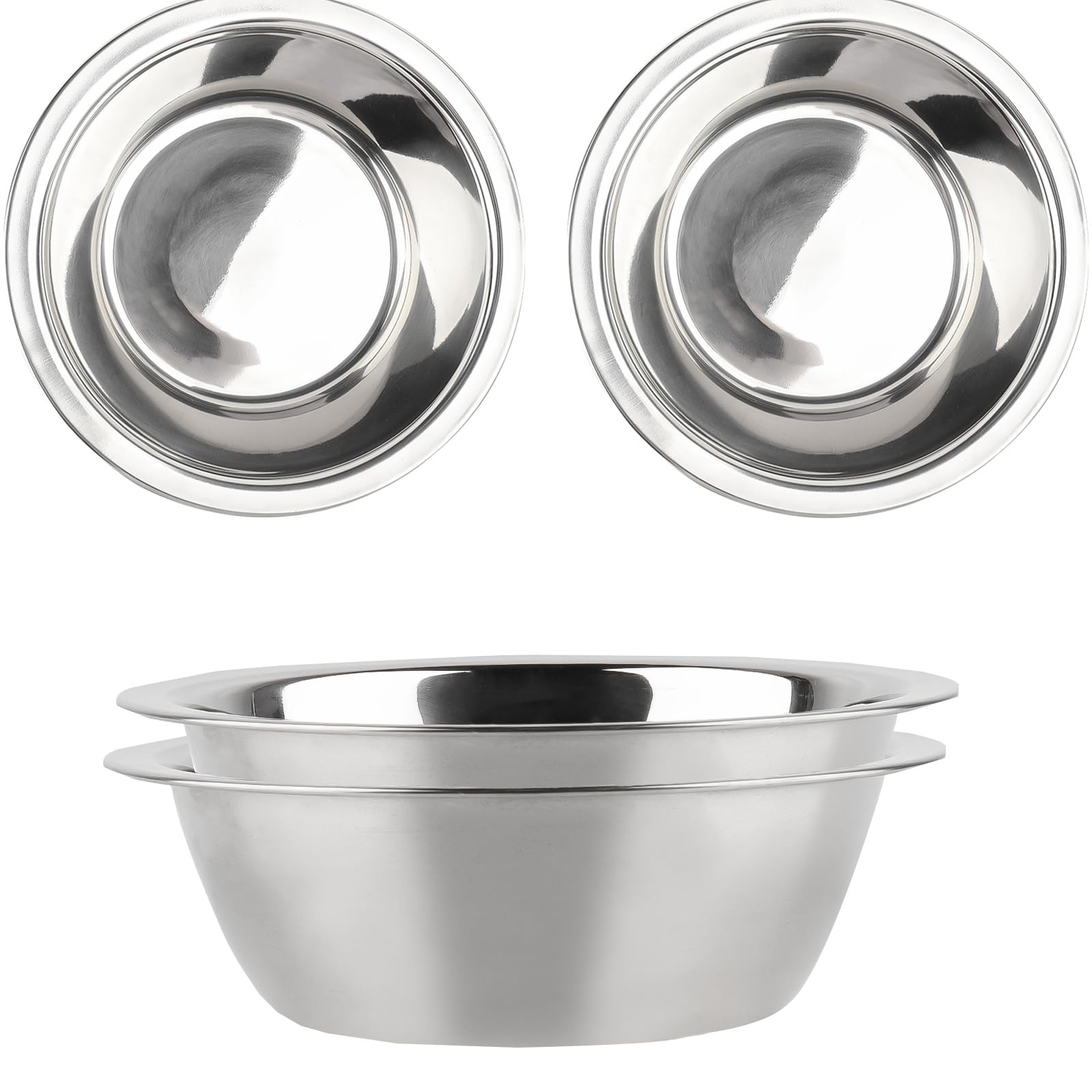Cxryrzhe 4 Pack Thick Stainless Steel Dog Bowls Food Grade Safe Pet Cat & Dogs Feeder Bowls and Water Bowls Easy to Clean (Wide Edge 16.5cm)
