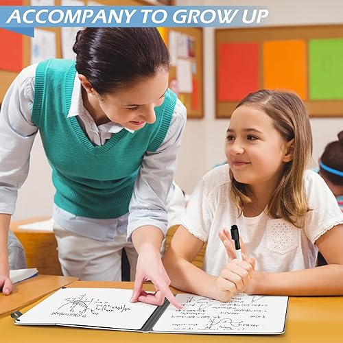 Miniatura 5 de Mini pizarra blanca de 12 x 9 pulgadas, pequeña pizarra blanca de borrado en seco, cuaderno borrable plegable, soporte para pizarra blanca, pizarra