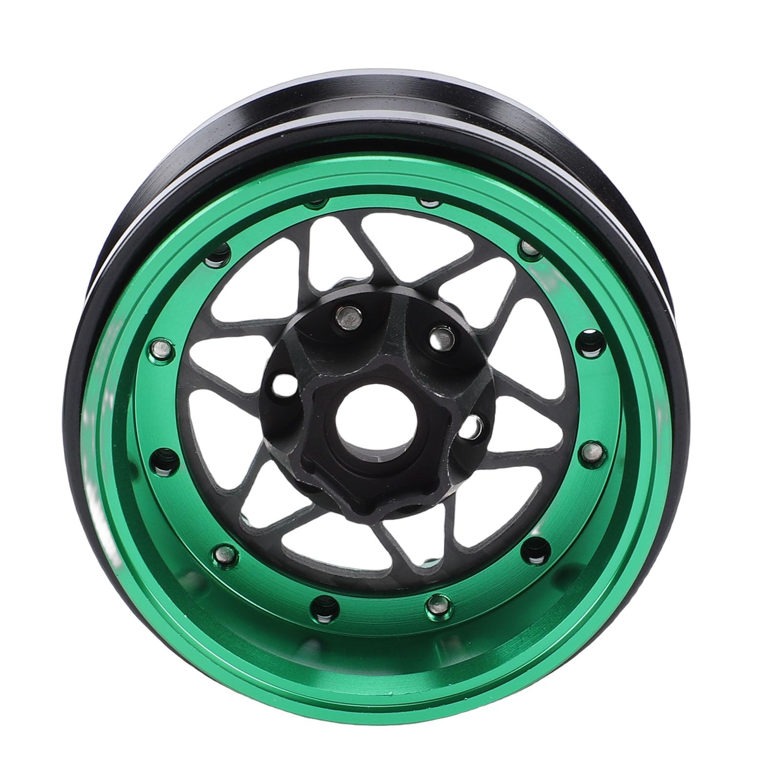 Cryfokt Set di Cerchi RC in Lega di Alluminio Ad Alta Resistenza da 1,9 Pollici Cerchio Leggero per Cingolato 1/10, 4 Pezzi per Axial SCX10, Wraith (GREEN)