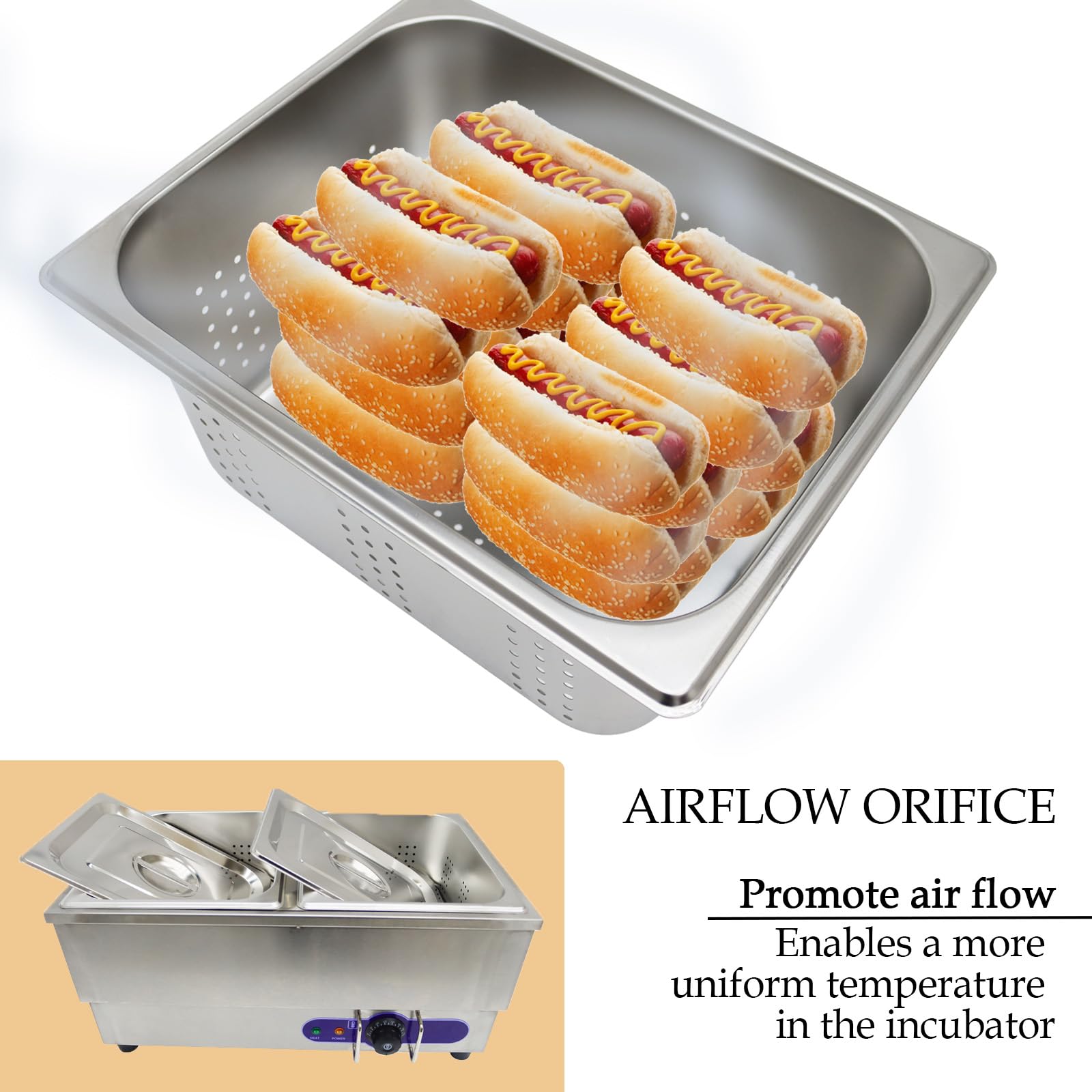 Maisutseb 110V Commercial Hot Dog Steamer & Bun Warmer Steamer for hypermarket Food Industry with 2 Sets of Stainless Steel Basin