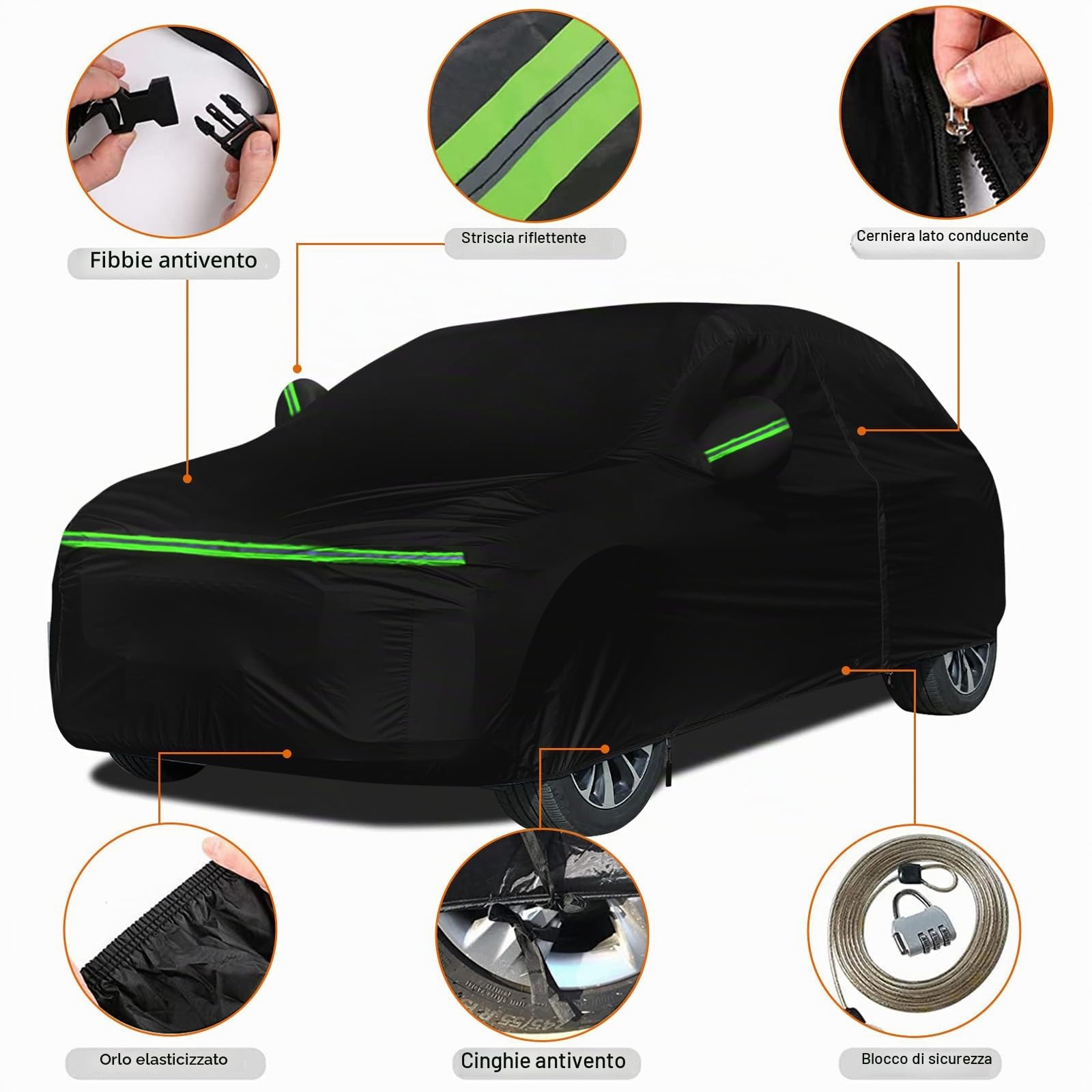 Telo Copriauto Compatibile con 2012-2024 Opel Mokka/Mokka X GS 5-door SUV, Impermeabile Traspirante Telo per Auto da Esterno, Copertura Auto con cerniera Anti Acqua Polvere Neve Sole Freddo
