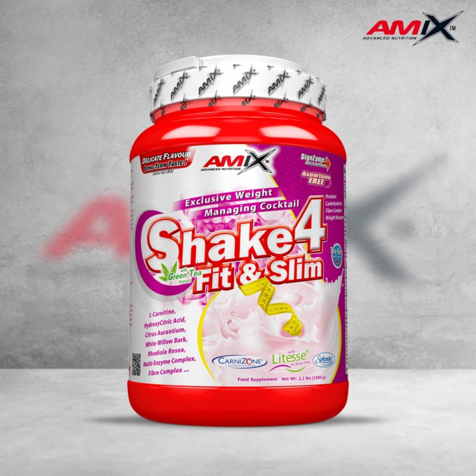 AMIX - SHAKE 4 FIT & SLIM - 1 KG - Ayuda a reducir la grasa - Reduce el apetito - Sabor a Chocolate