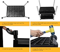 Vista 6 de Carritos utilitarios de plástico con ruedas, carrito de servicio rodante de alta resistencia con capacidad de 510 libras, carrito de comida