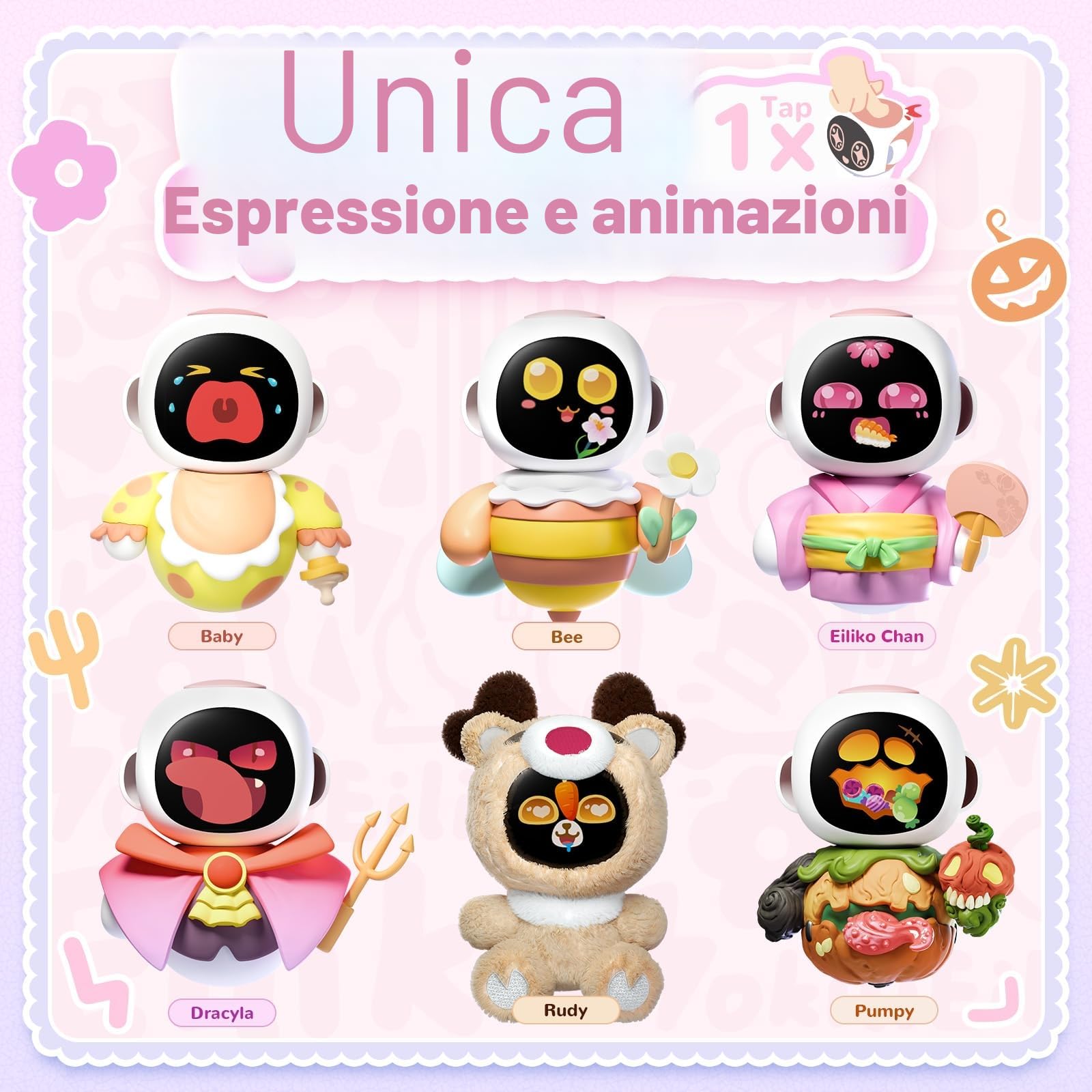 ENERGIZE LAB Eiliko Coral Pink - Il tuo piccolo robot AI Charm che si abbina a ogni outfit quotidiano, giocattoli divertenti con ciondolo elettronico, per coppie e migliori amici.