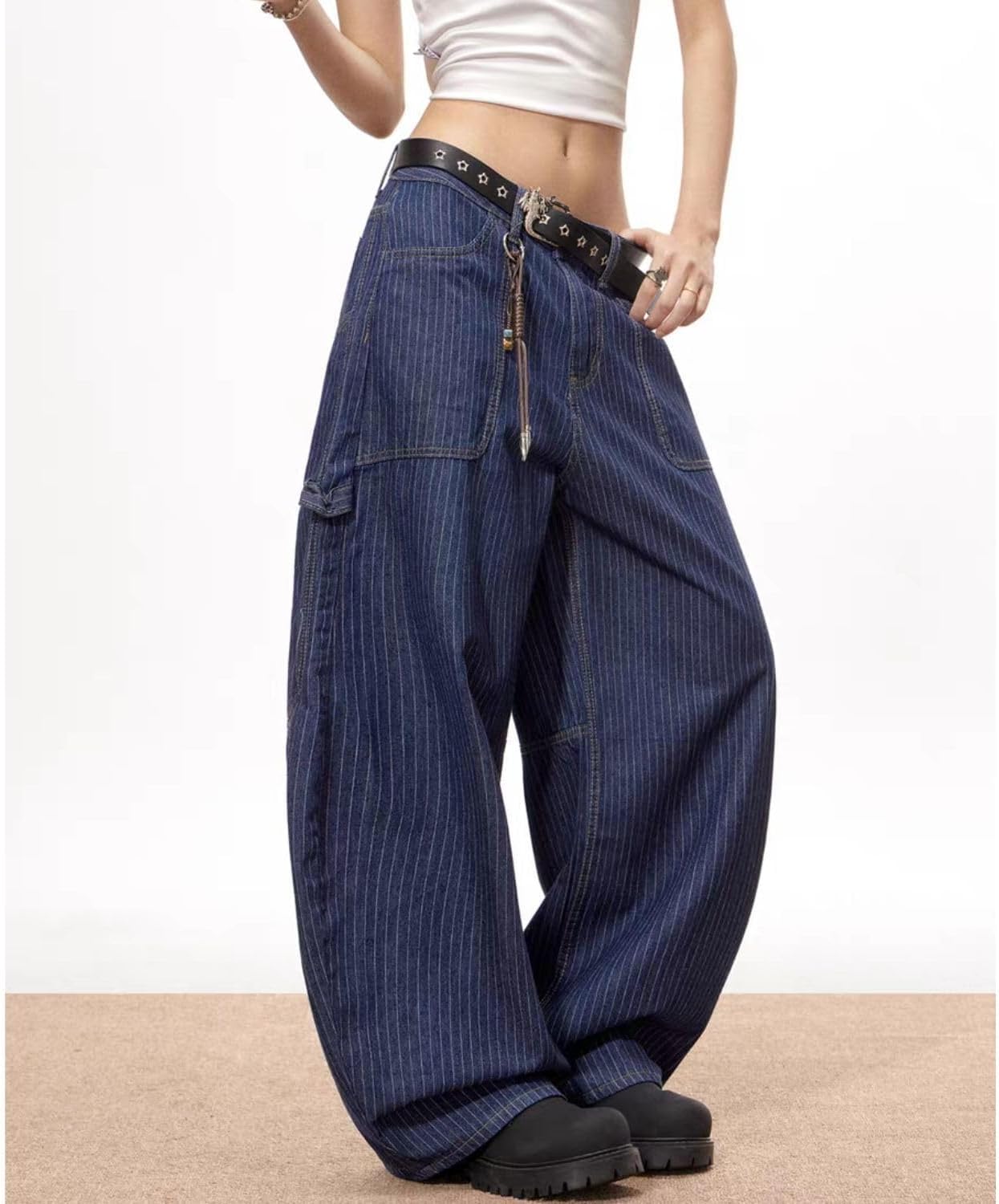 Baggy Jeans for Women Men Wide Leg Barrel Jeans Striped Loose Denim Pants Casual Sweatpants Vintage Clothes - Image 3