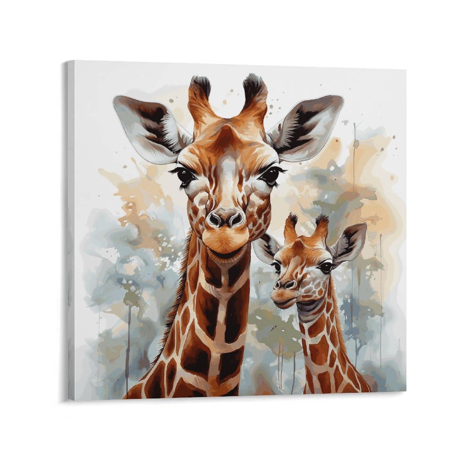 KLOPH Watercolor Deer Giraffe Canvas Wall Art for Living Room 08x8inch Modern Artwork Painting for Bathroom Hanging Canvas Prints Aesthetic Wallart for Bedroom Kitchen Office Wall Decor