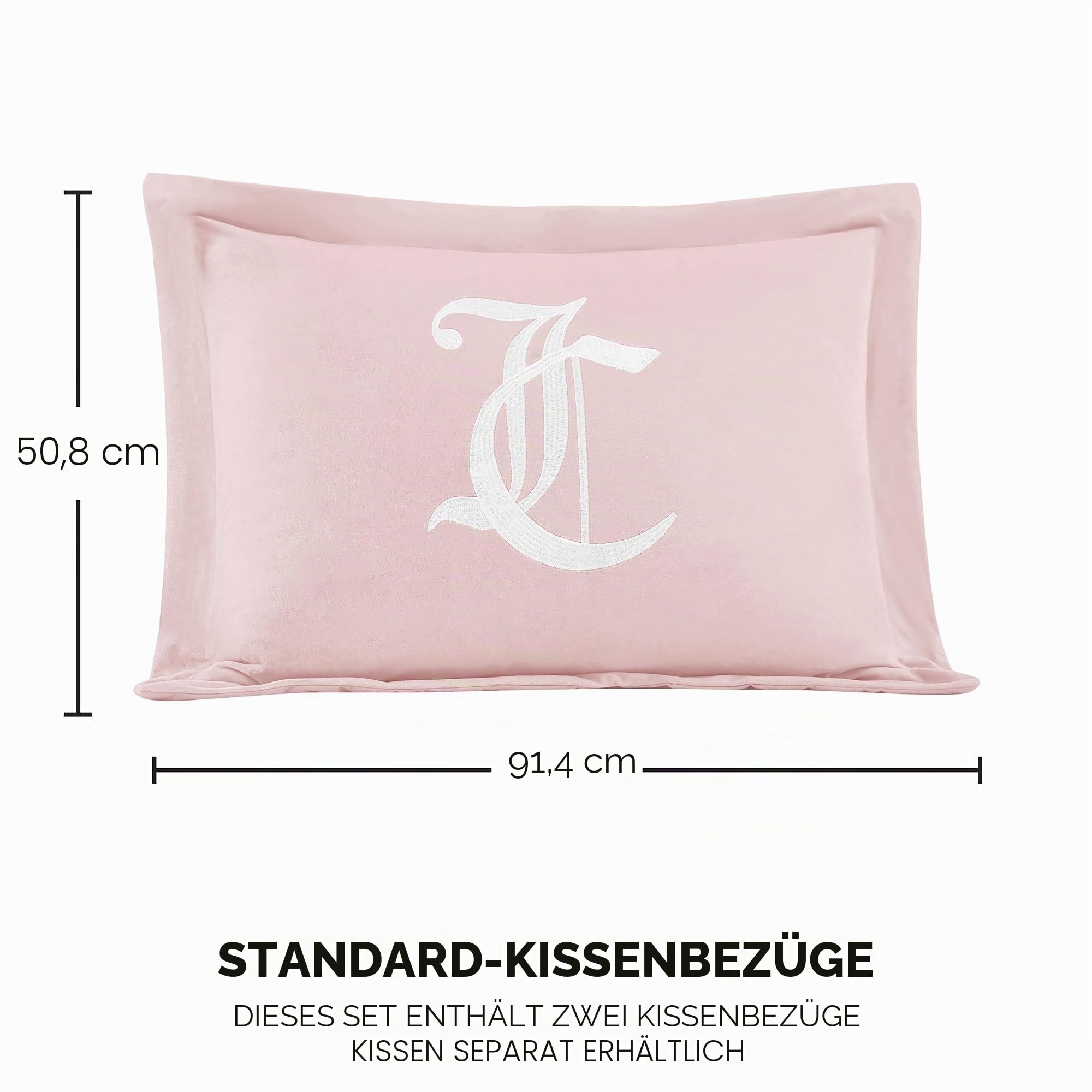 Juicy Couture Bettdecken-Set, Bettwäsche, Gothic-Design, Kingsize, 3-teiliges Set, umfasst (1) Bettdecke 274,3 x 233,7 cm, (2) Kissenbezüge 50,8 x 91,4 cm, knitterarm, Marshmallow-rosa