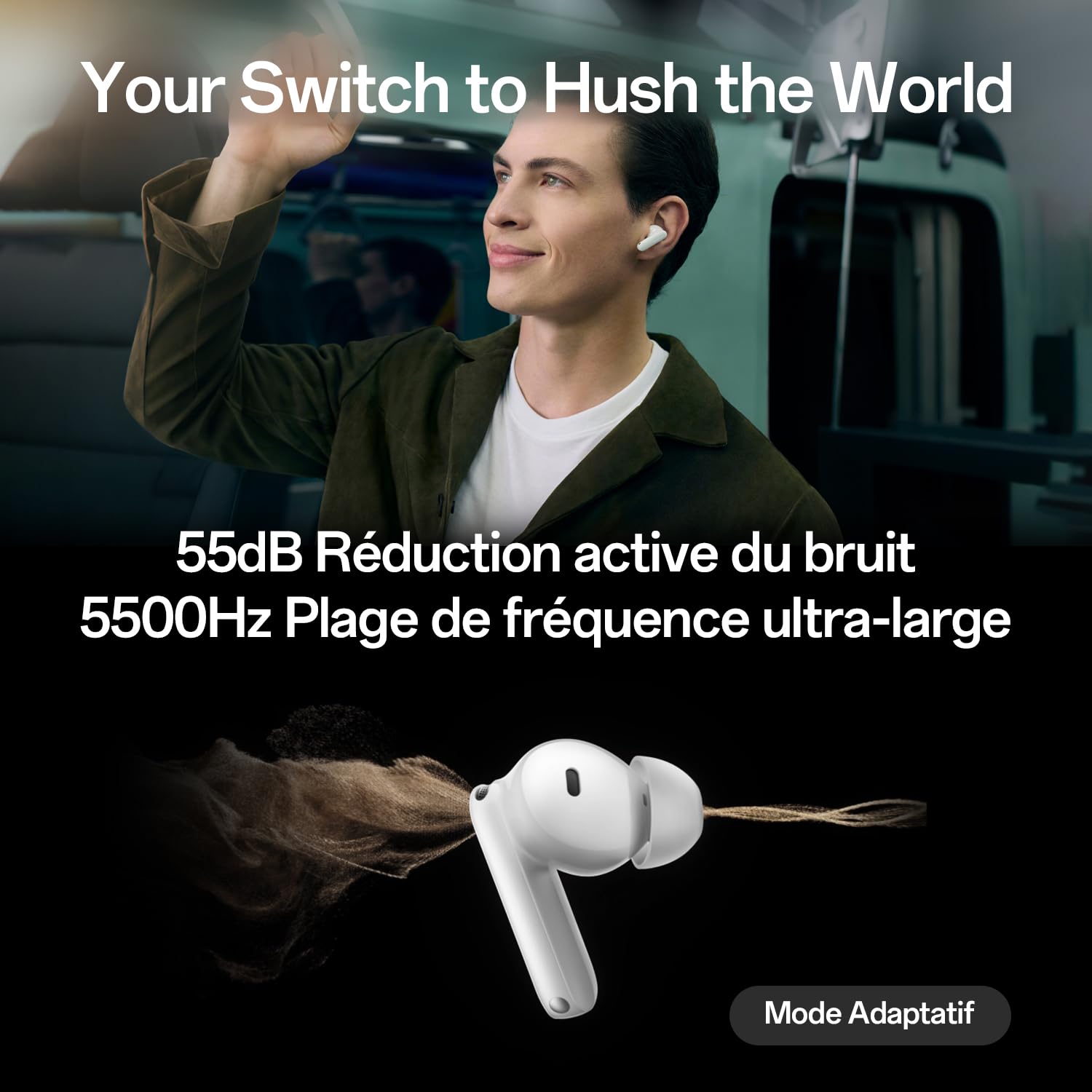 OPPO Enco X3s Écouteurs sans Fil, Son Dynaudio, 55dB ANC, AI Translation, LHDC 5.0 Hi-Res Audio, 45 h Batterie, Bluetooth 5.4, Blanc