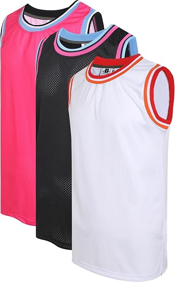 3 Pack Mens Blank Basketball Jerseys Mesh Performance Athletic Team Sports Uniforms Bulk Shirts