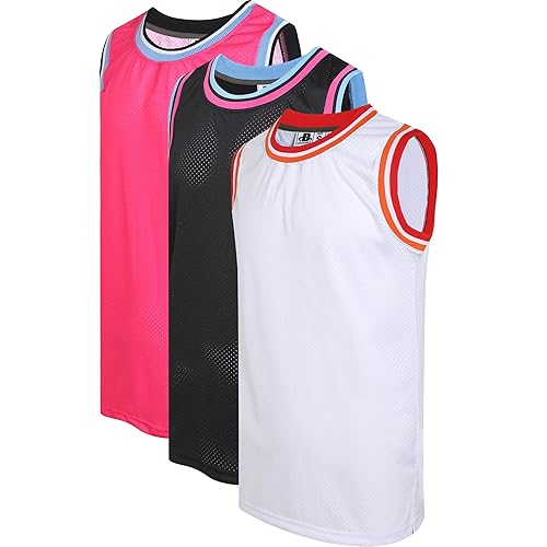 3 Pack Men's Blank Basketball Jerseys Mesh Performance Athletic Team
